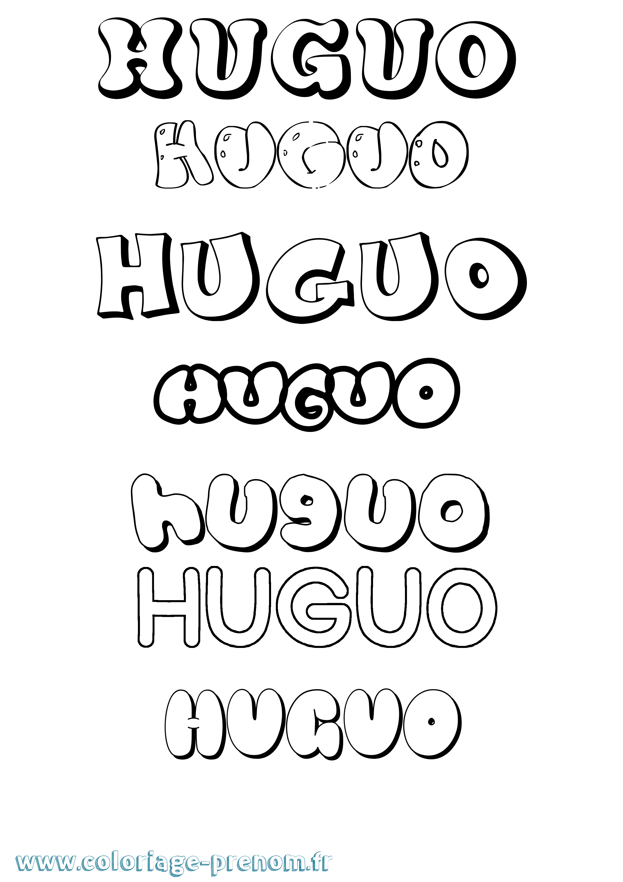 Coloriage Huguo Bubble Coloriage prénom Huguo Bubble