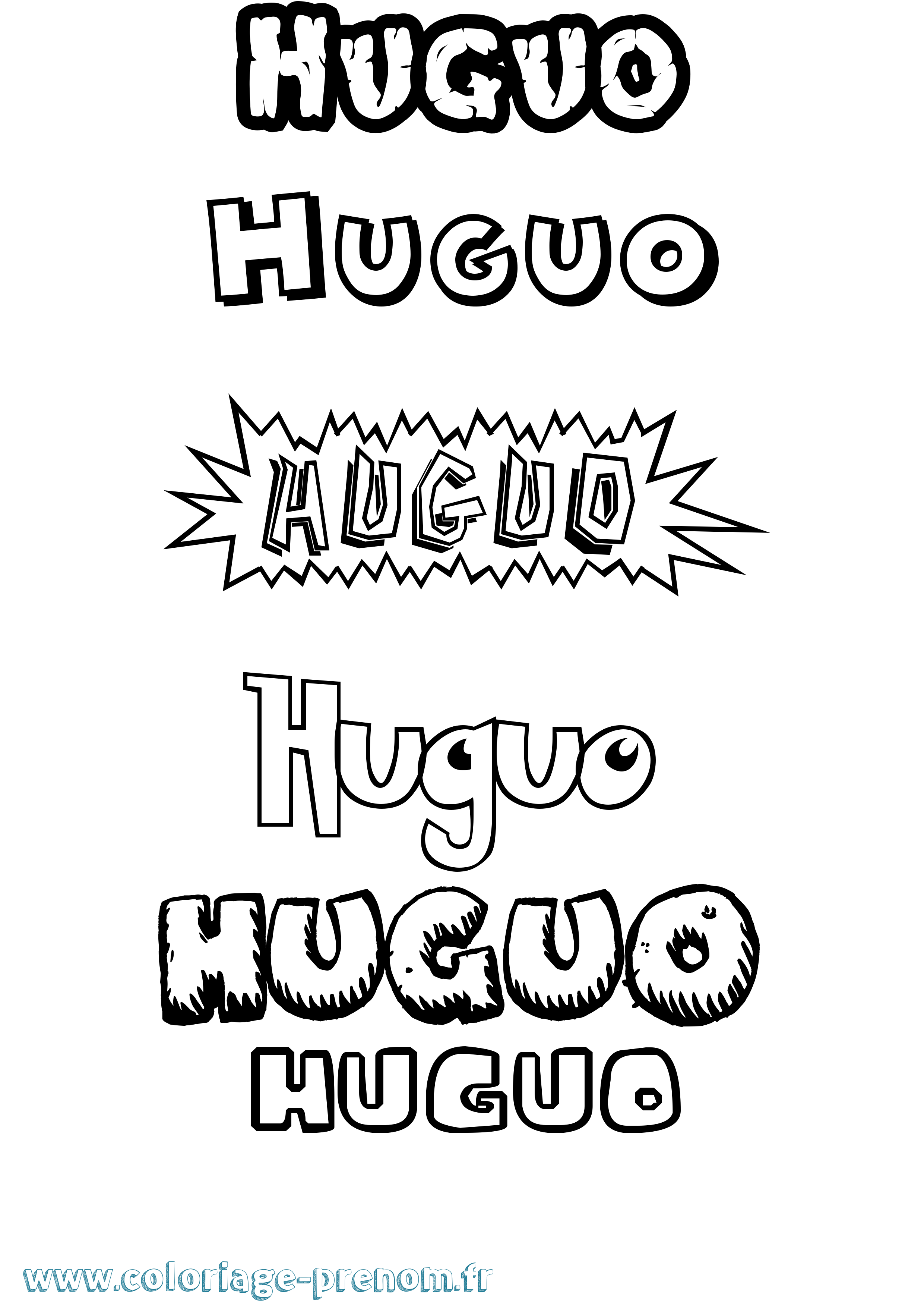 Coloriage Huguo Dessin Animé Coloriage prénom Huguo Dessin Animé