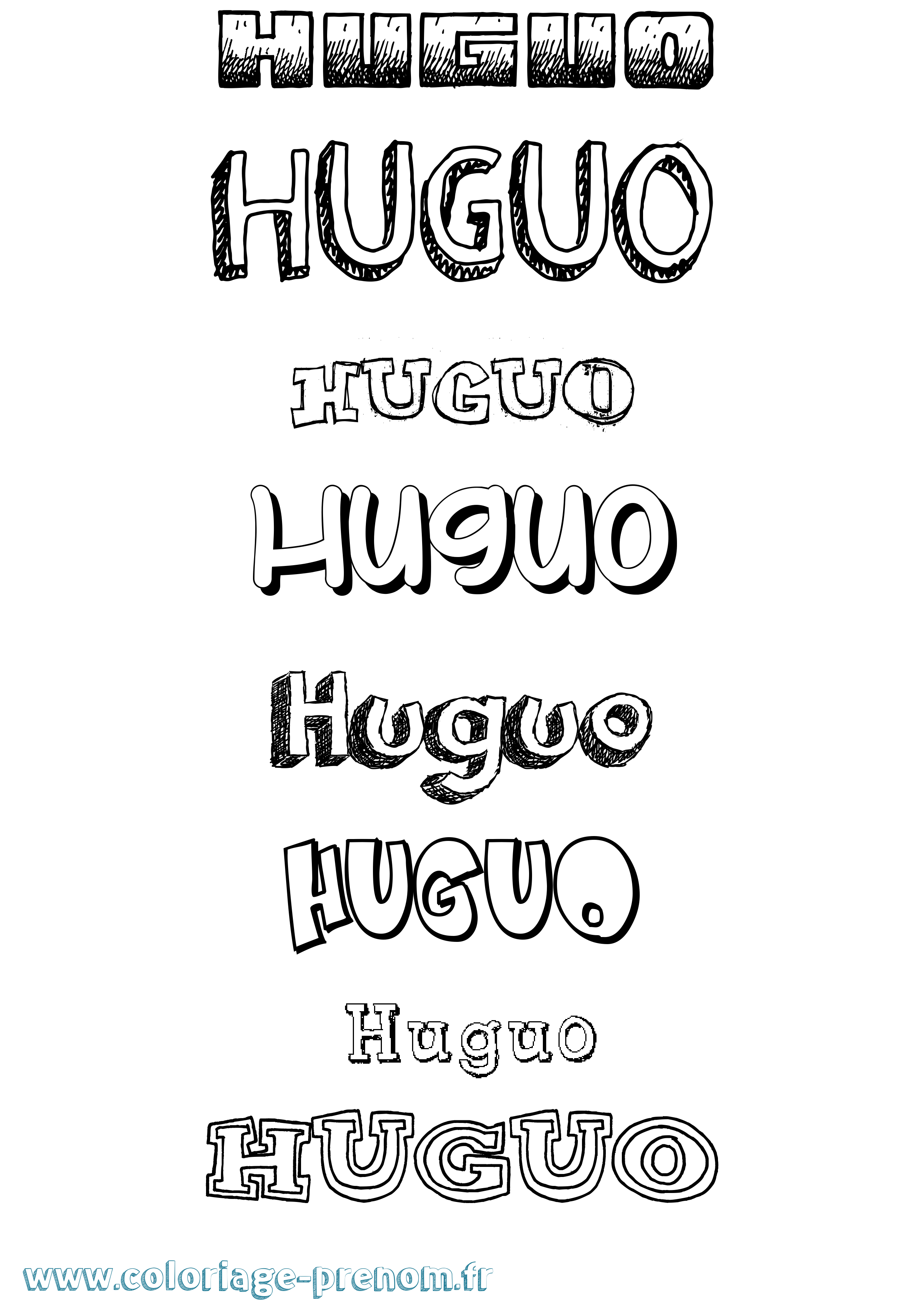 Coloriage Huguo Dessiné Coloriage prénom Huguo Dessiné