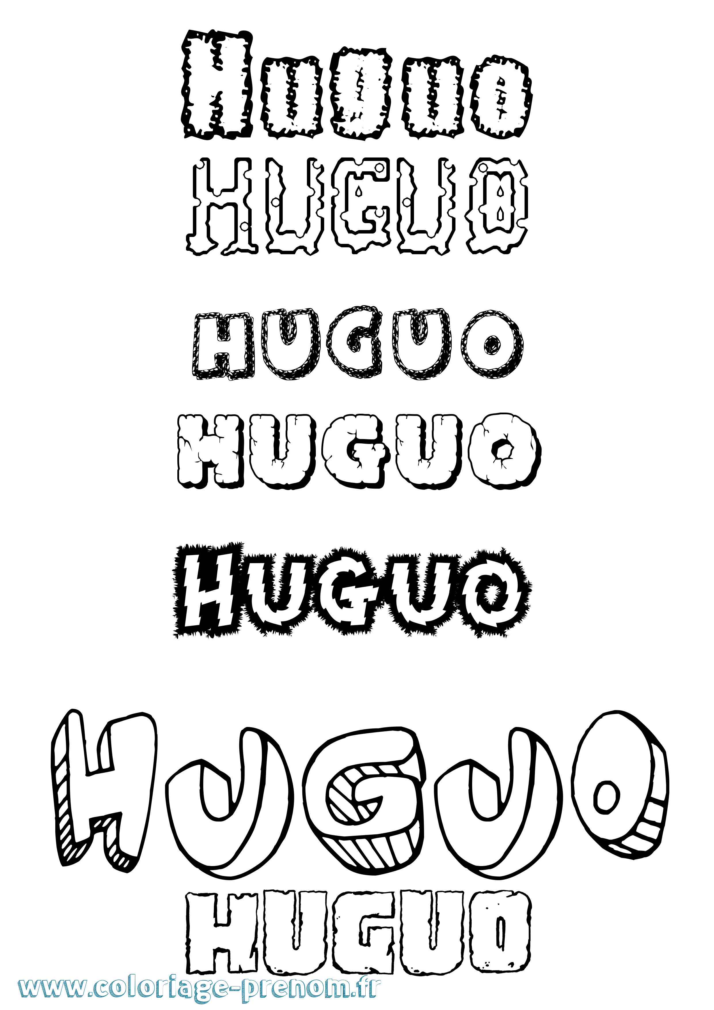 Coloriage Huguo Destructuré Coloriage prénom Huguo Destructuré