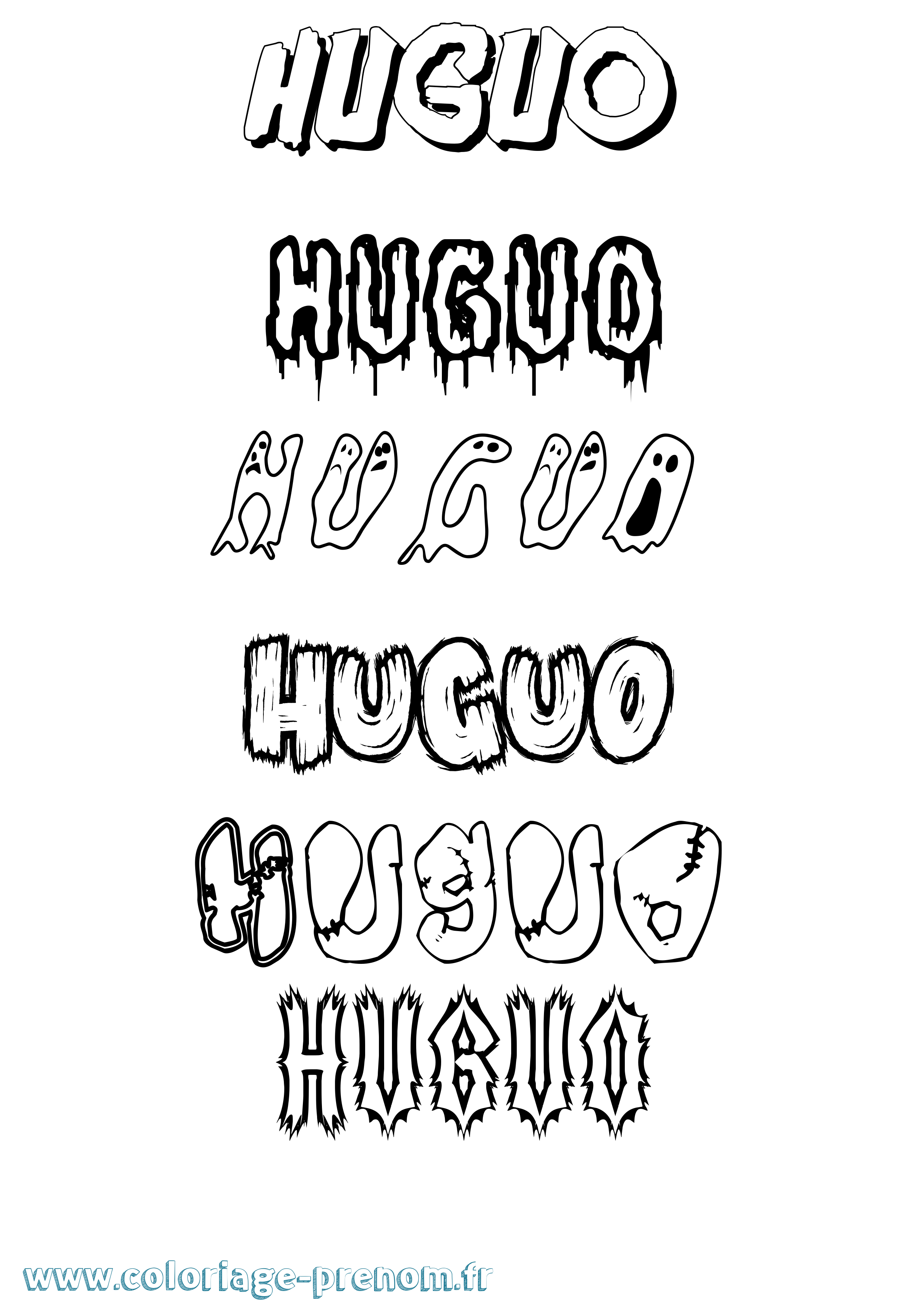 Coloriage Huguo Frisson Coloriage prénom Huguo Frisson
