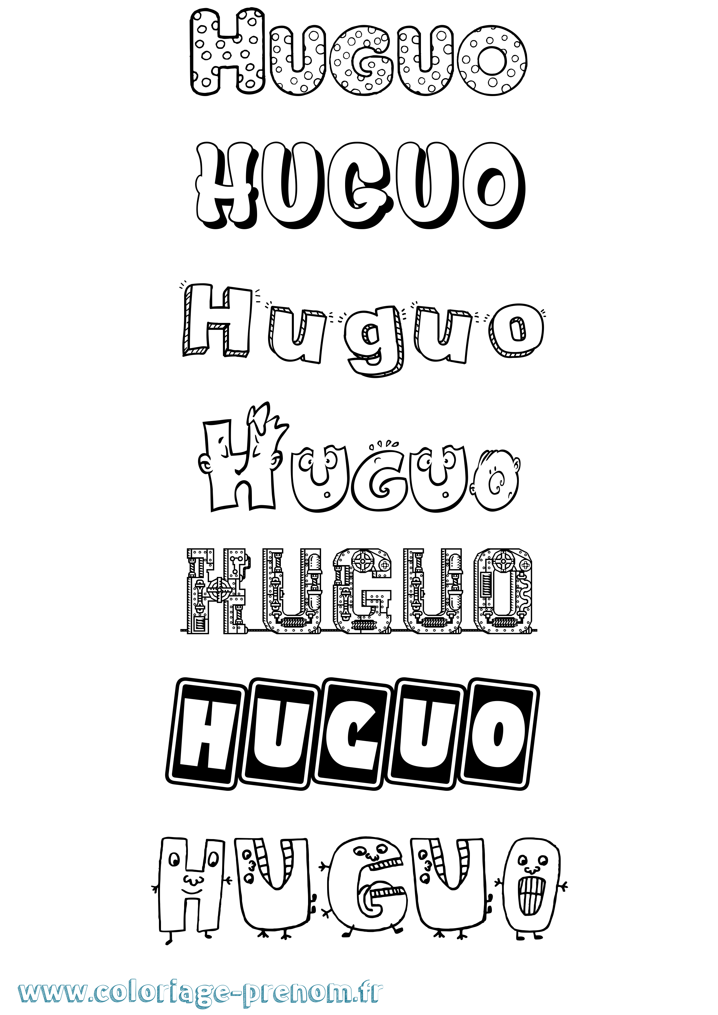 Coloriage Huguo Fun Coloriage prénom Huguo Fun