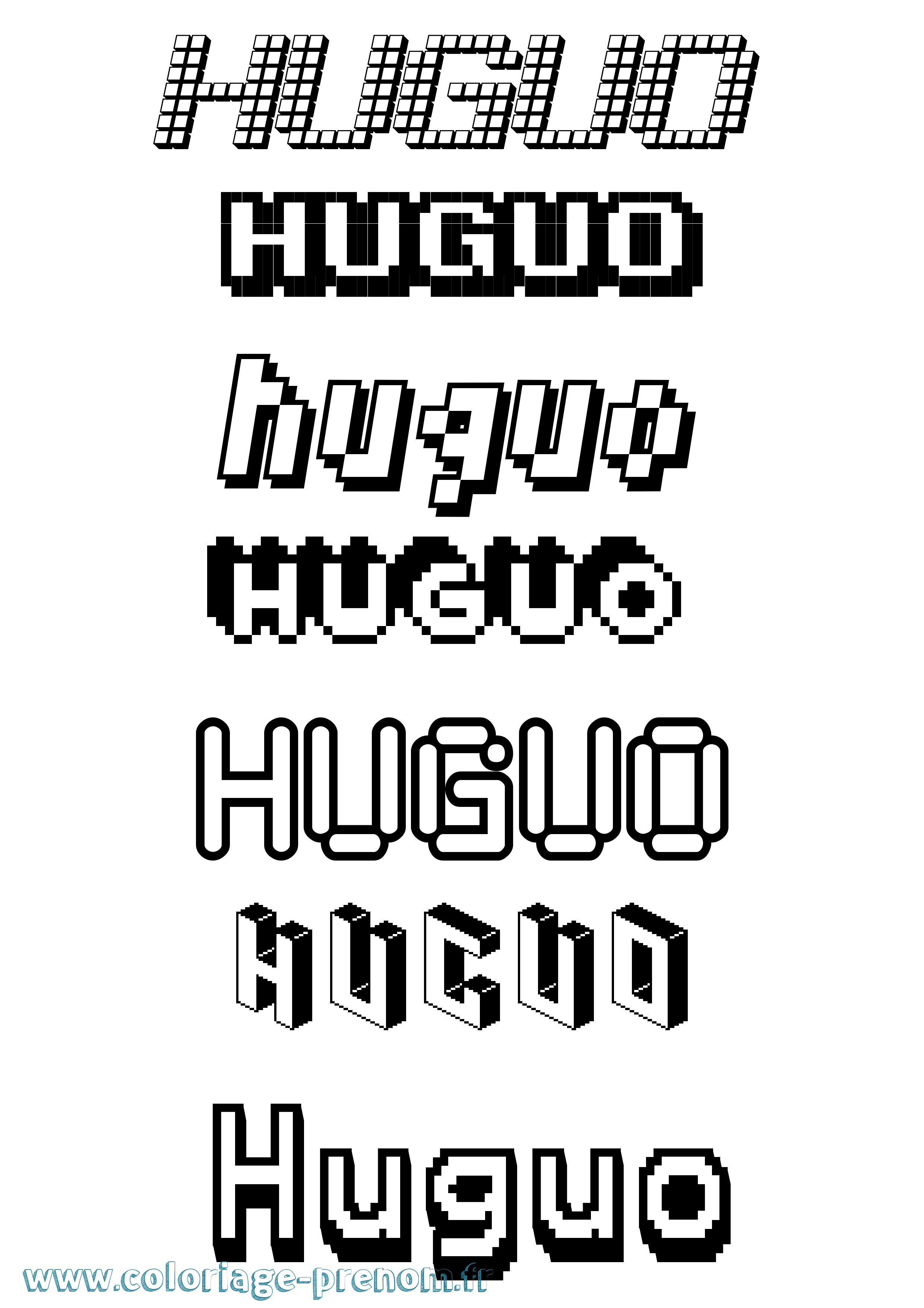 Coloriage Huguo Pixel Coloriage prénom Huguo Pixel