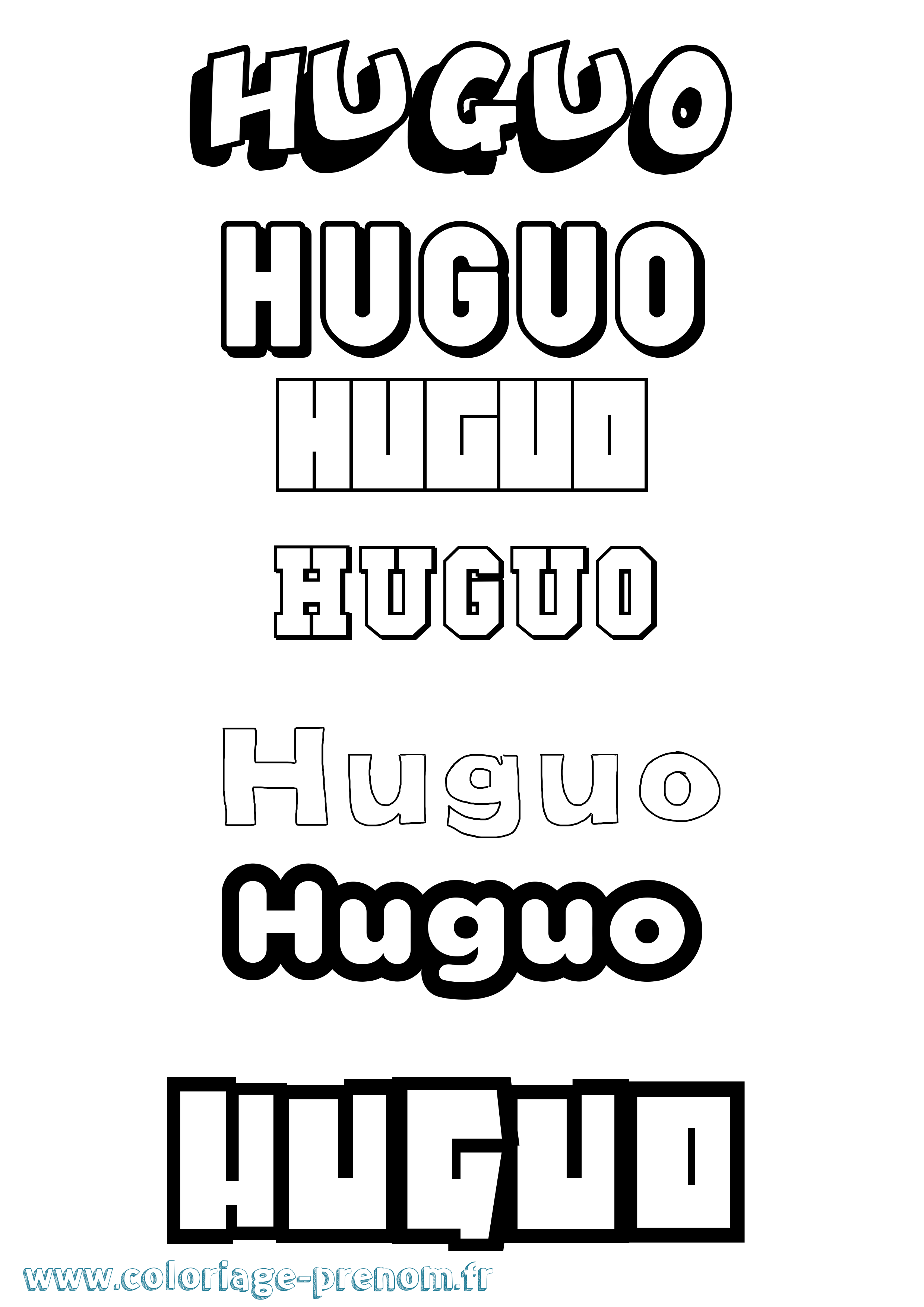 Coloriage Huguo Simple Coloriage prénom Huguo Simple