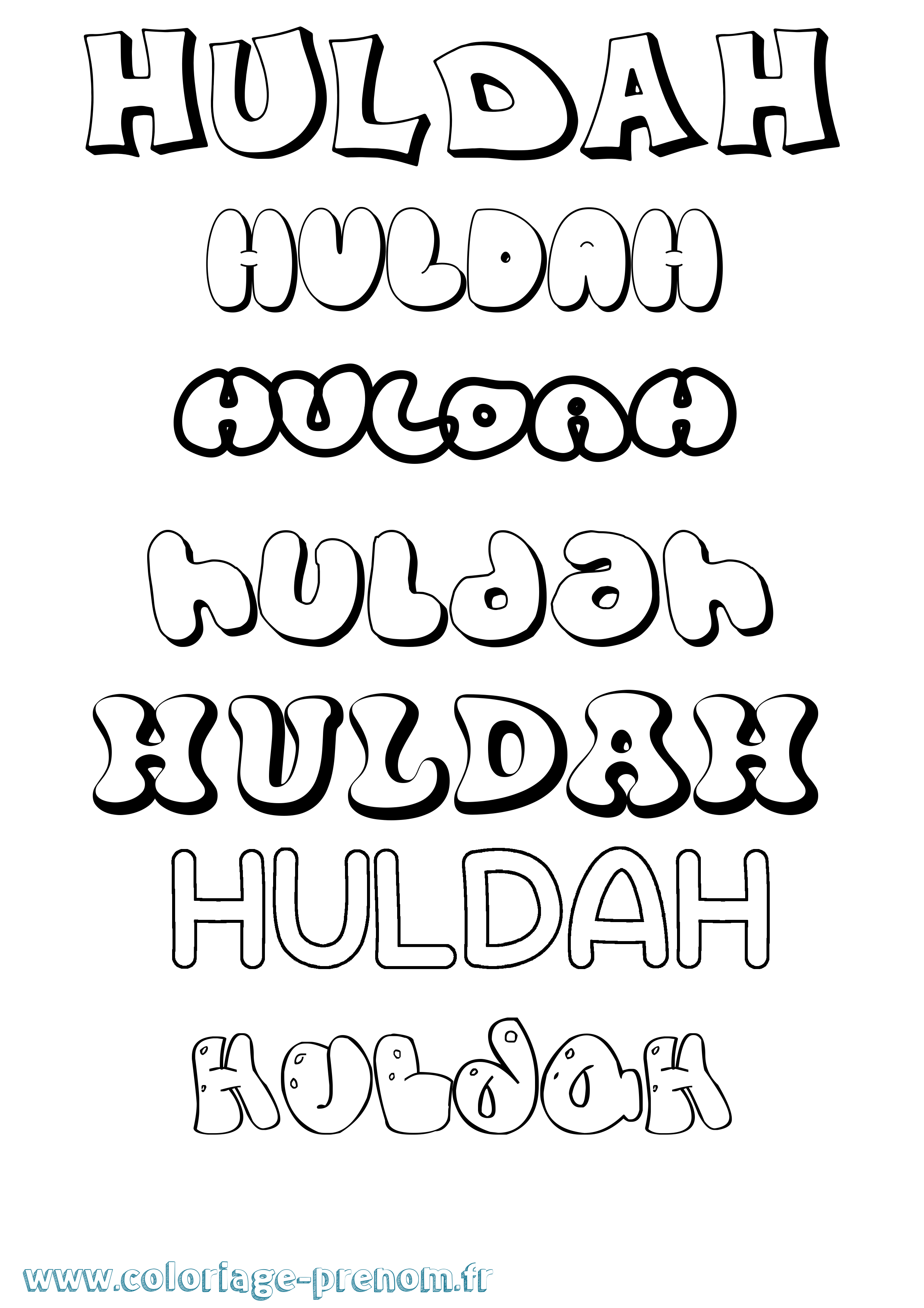 Coloriage Huldah Bubble Coloriage prénom Huldah Bubble