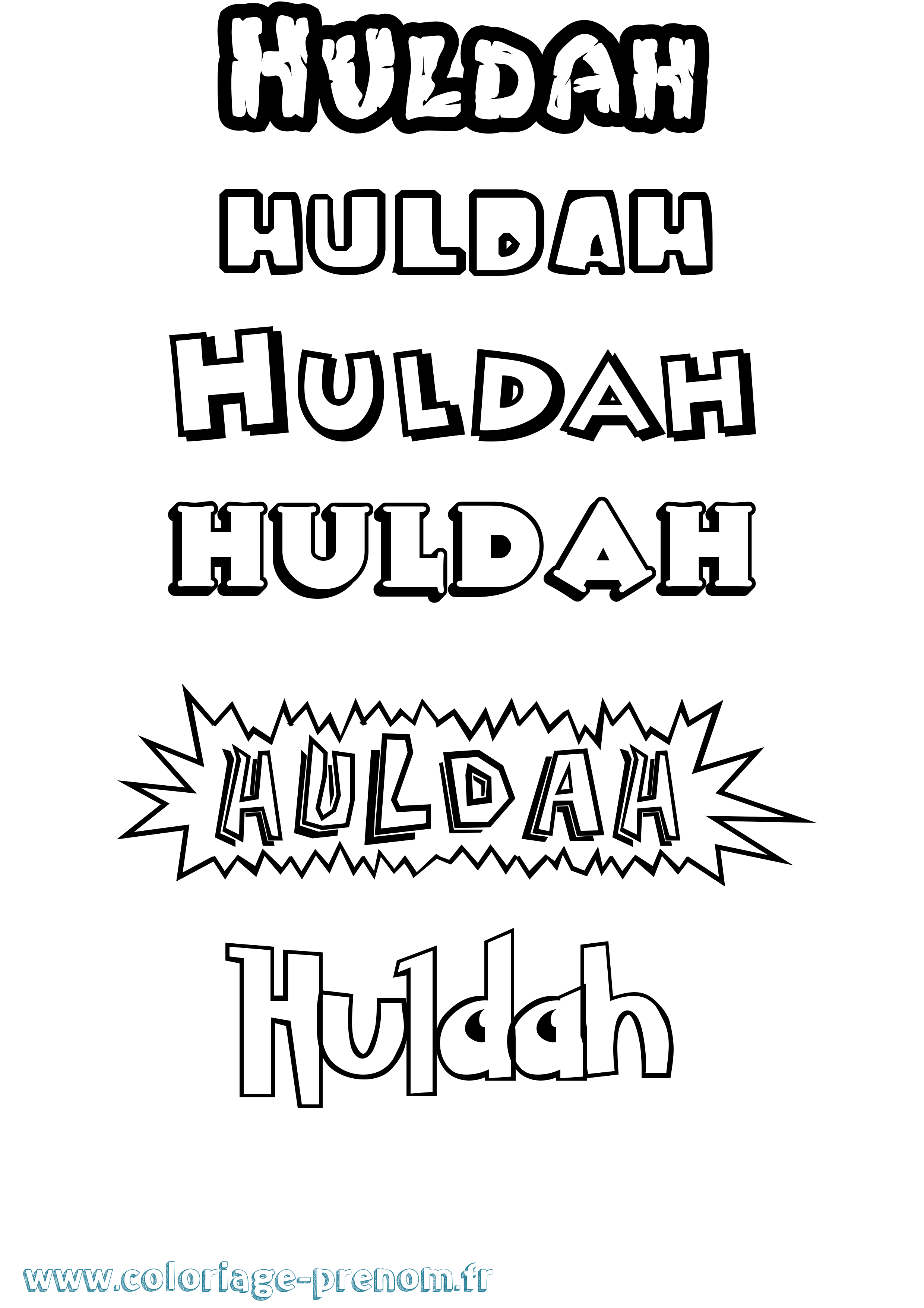 Coloriage Huldah Dessin Animé Coloriage prénom Huldah Dessin Animé