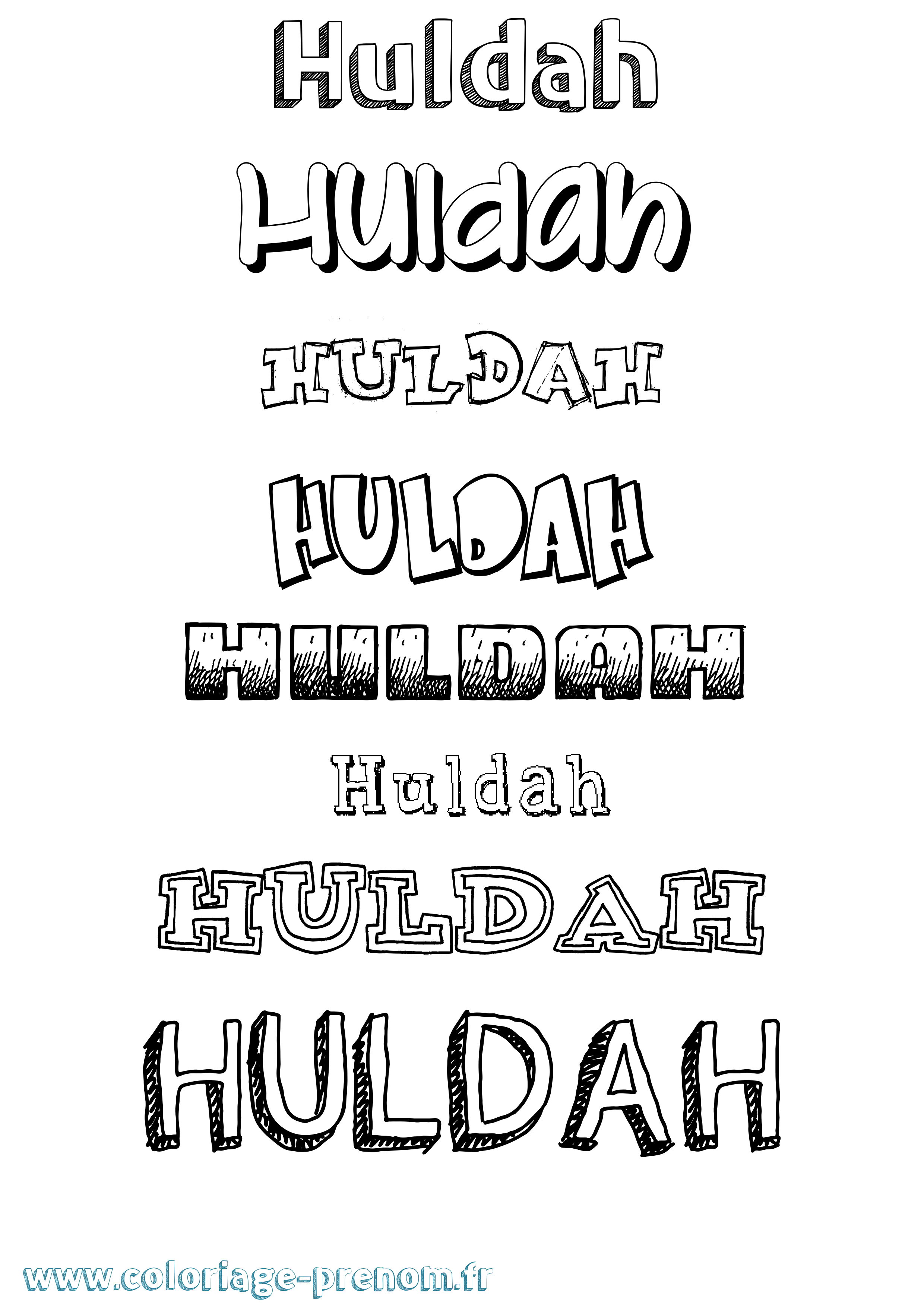 Coloriage Huldah Dessiné Coloriage prénom Huldah Dessiné