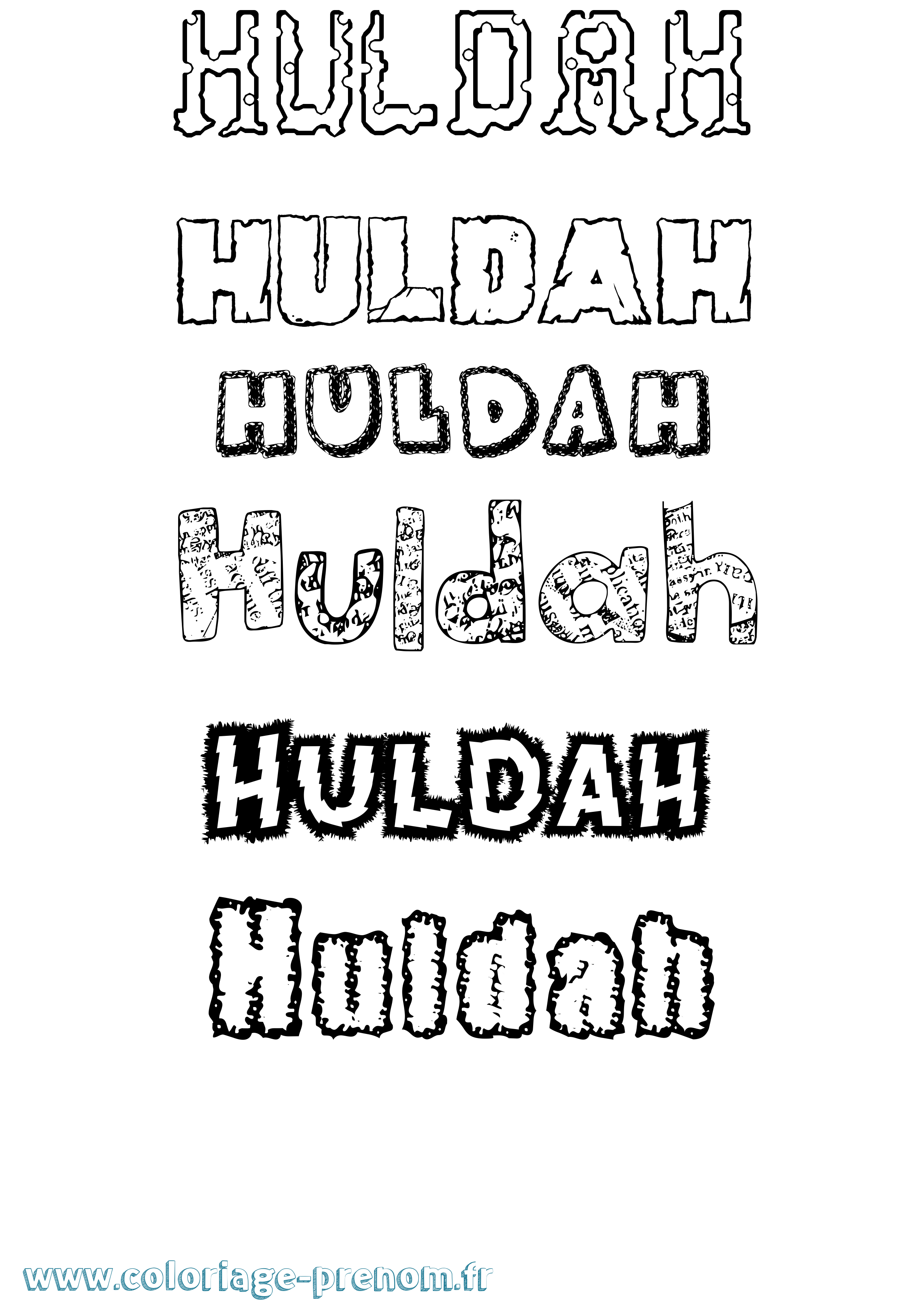 Coloriage Huldah Destructuré Coloriage prénom Huldah Destructuré