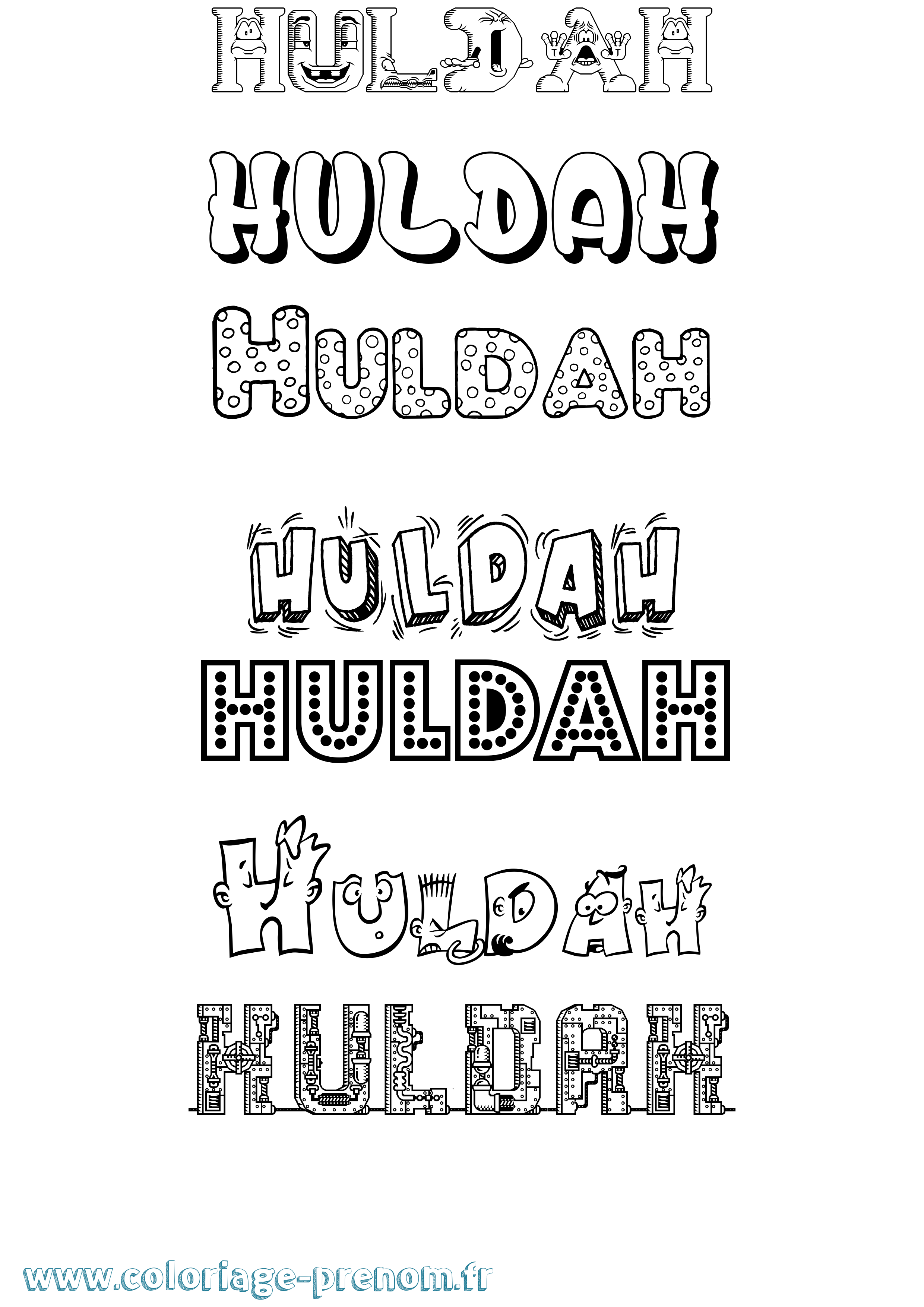 Coloriage Huldah Fun Coloriage prénom Huldah Fun