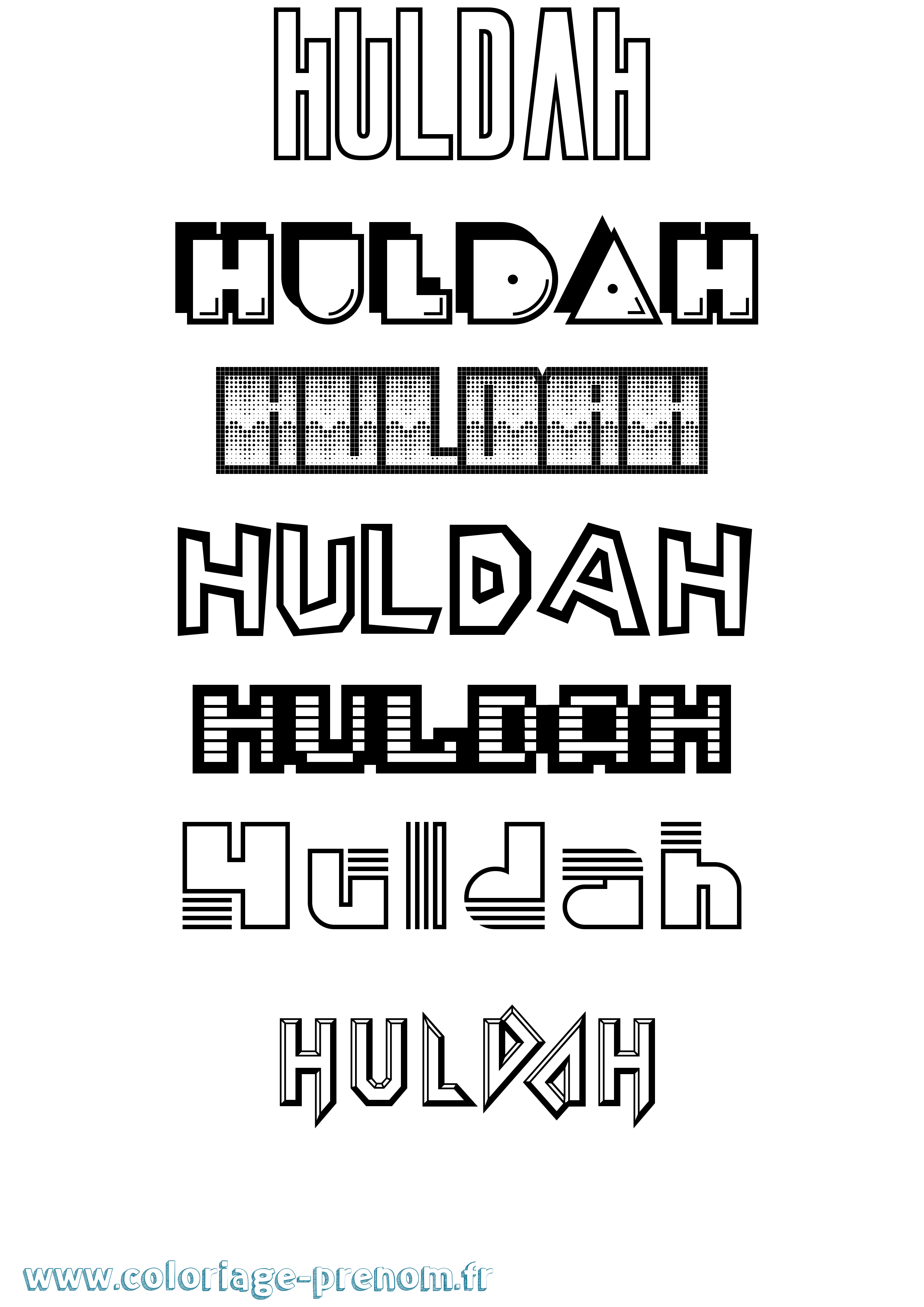 Coloriage Huldah Jeux Vidéos Coloriage prénom Huldah Jeux Vidéos