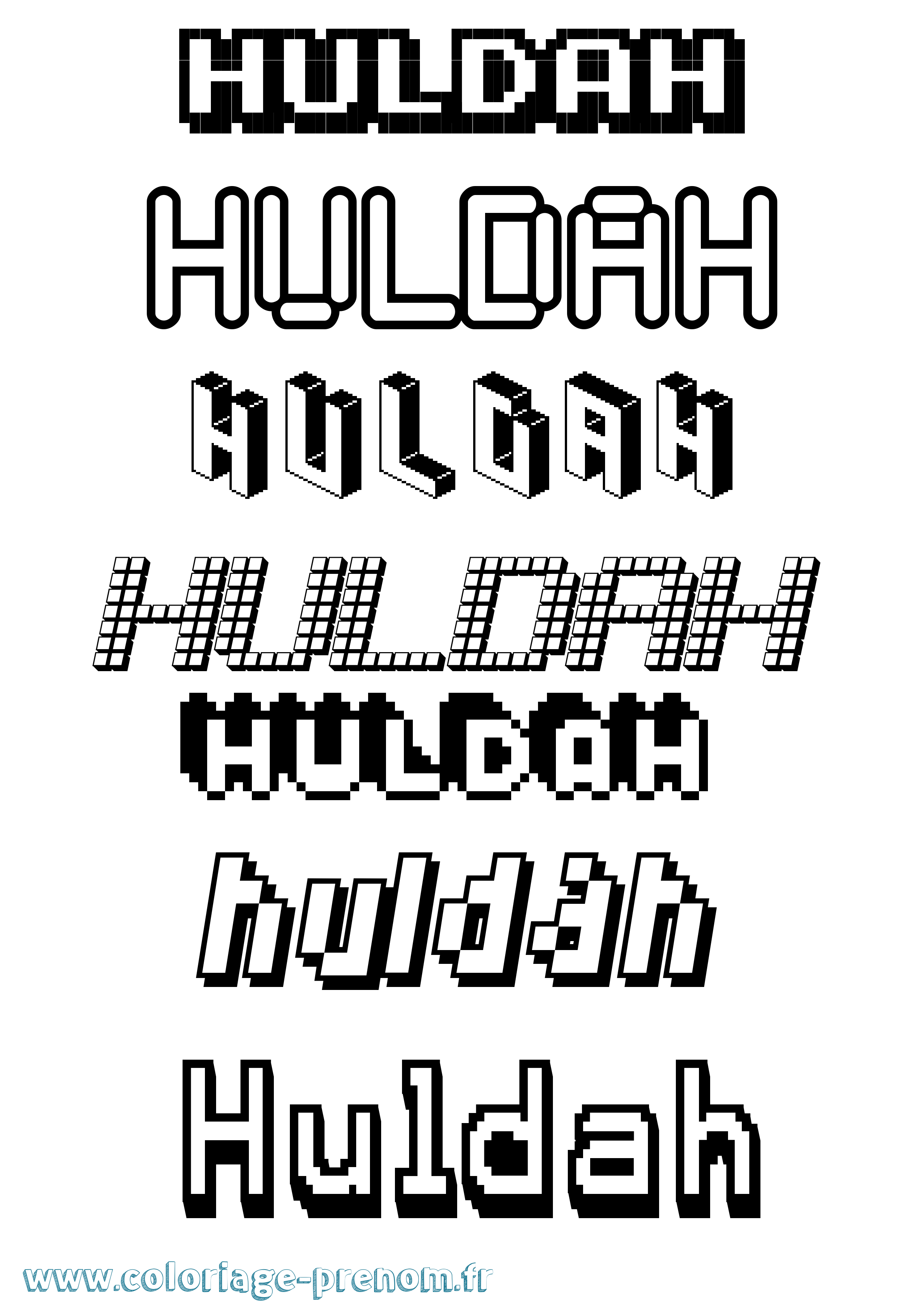 Coloriage Huldah Pixel Coloriage prénom Huldah Pixel