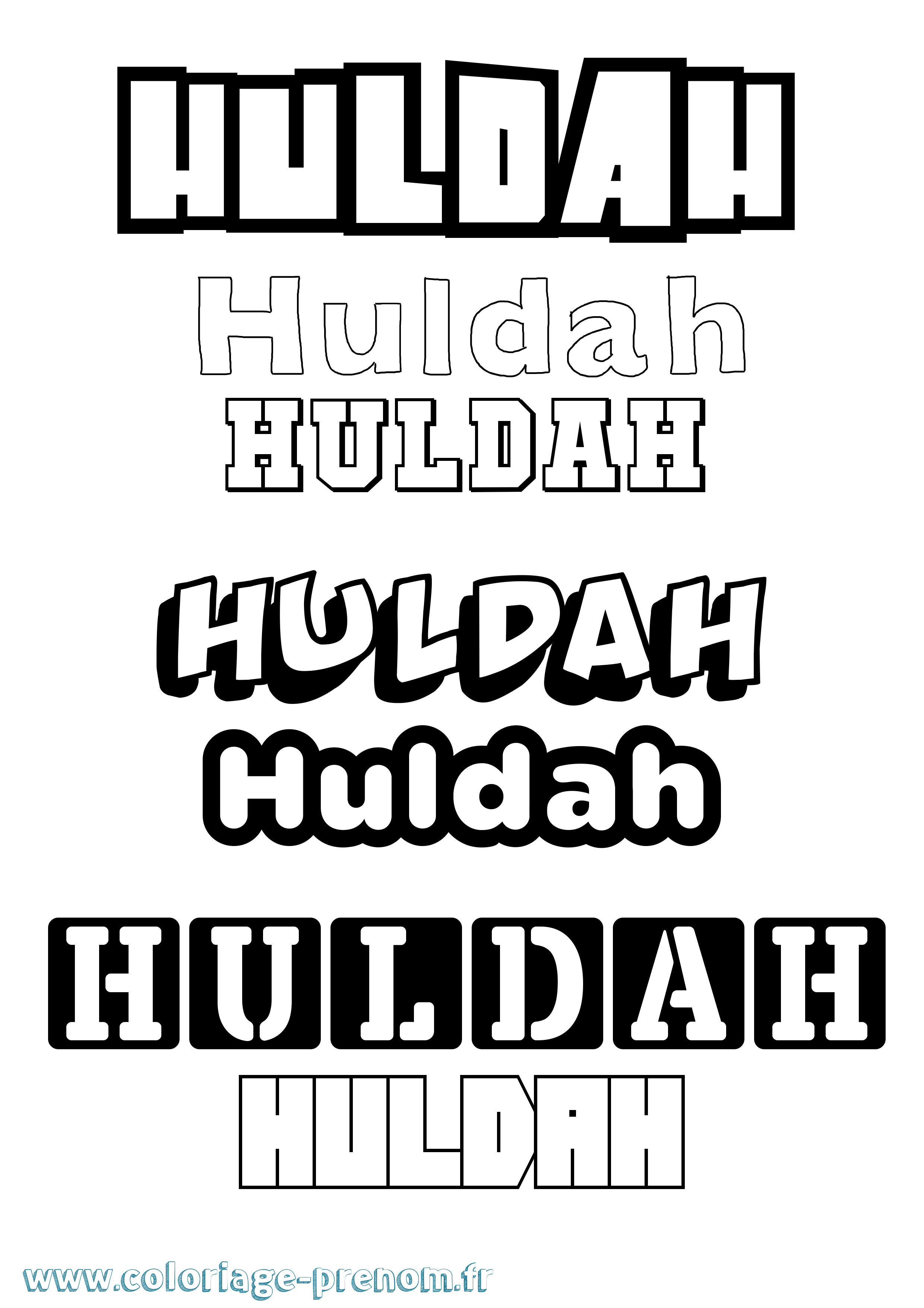 Coloriage Huldah Simple Coloriage prénom Huldah Simple