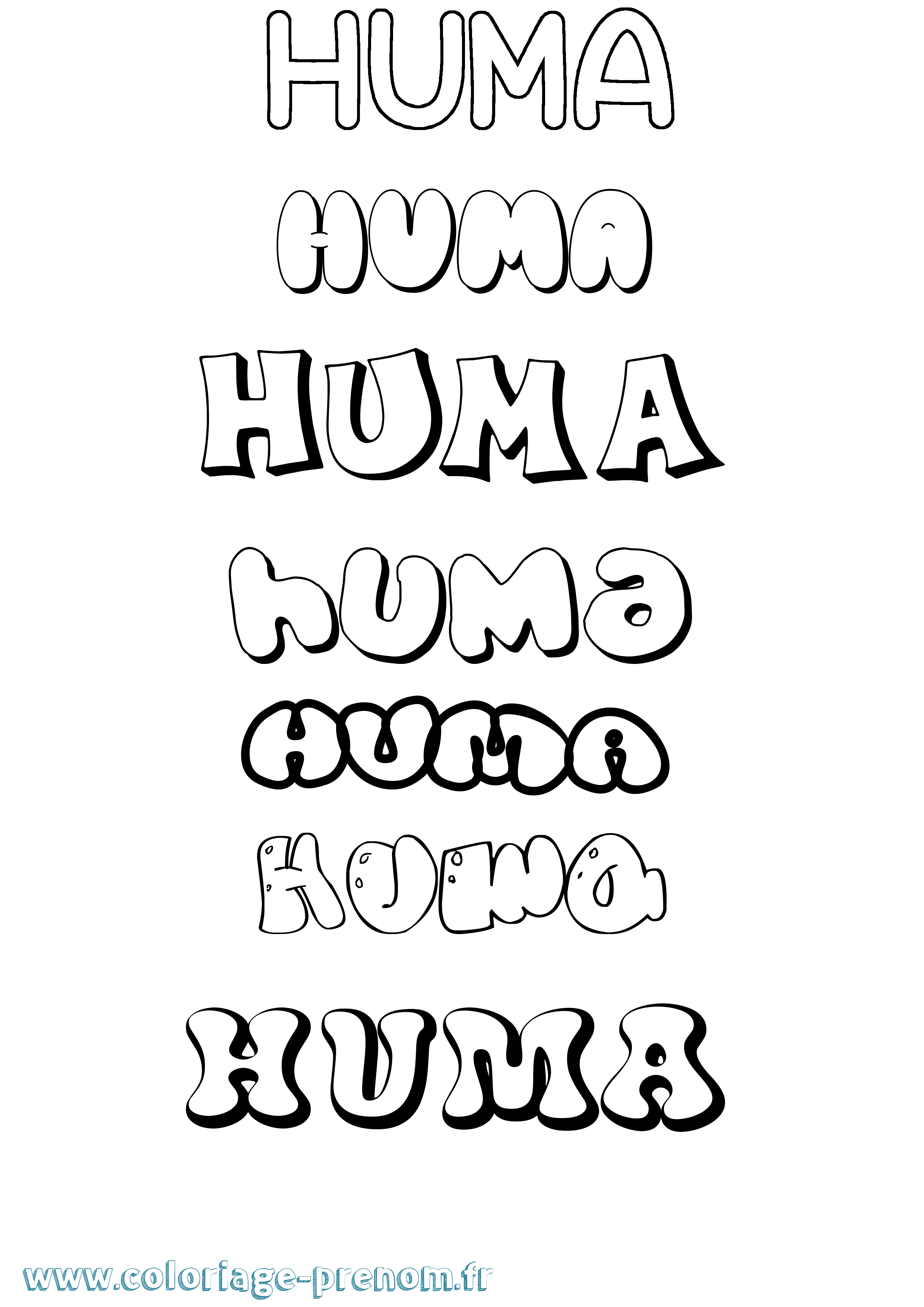 Coloriage Huma Bubble Coloriage prénom Huma Bubble