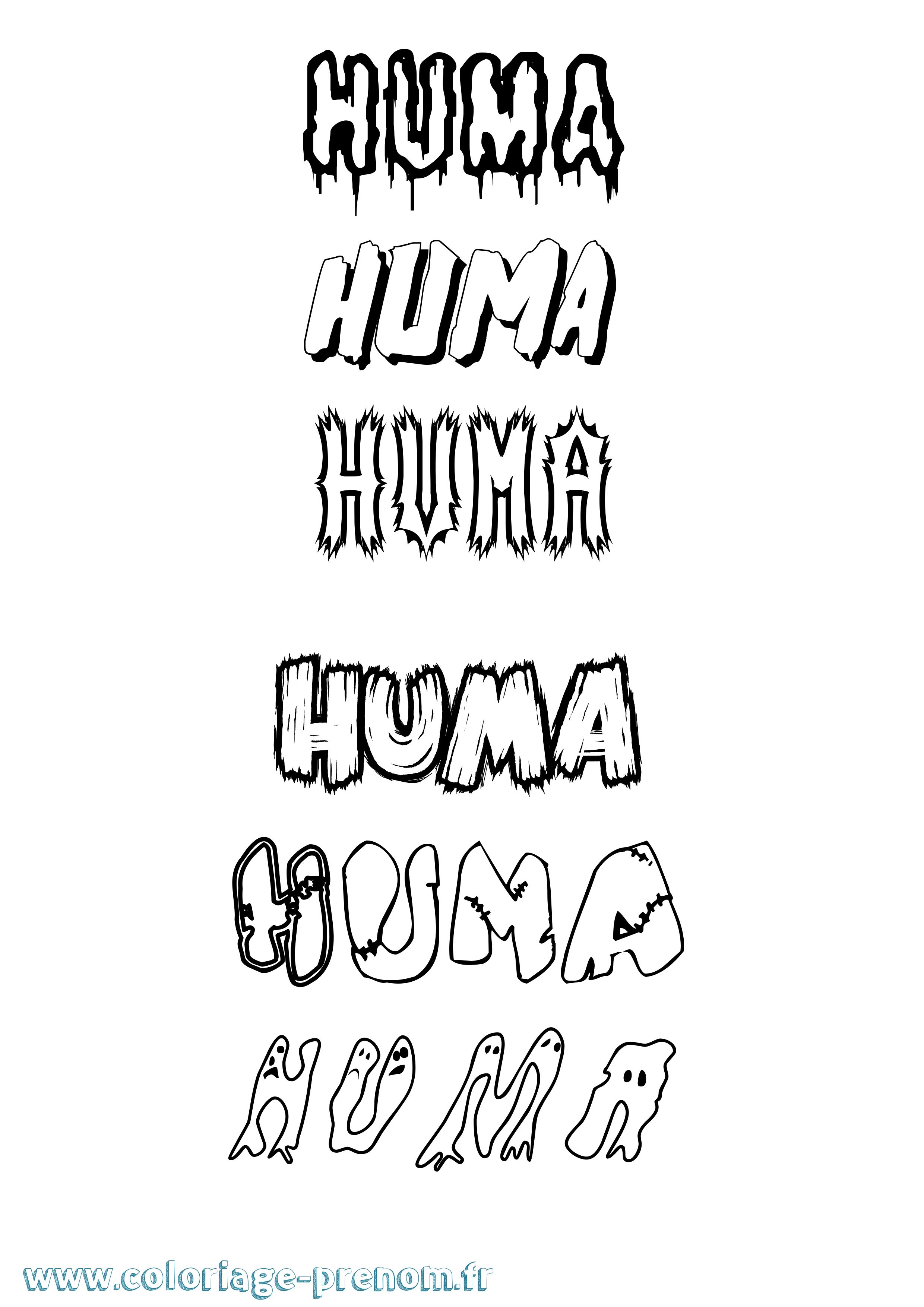 Coloriage Huma Frisson Coloriage prénom Huma Frisson