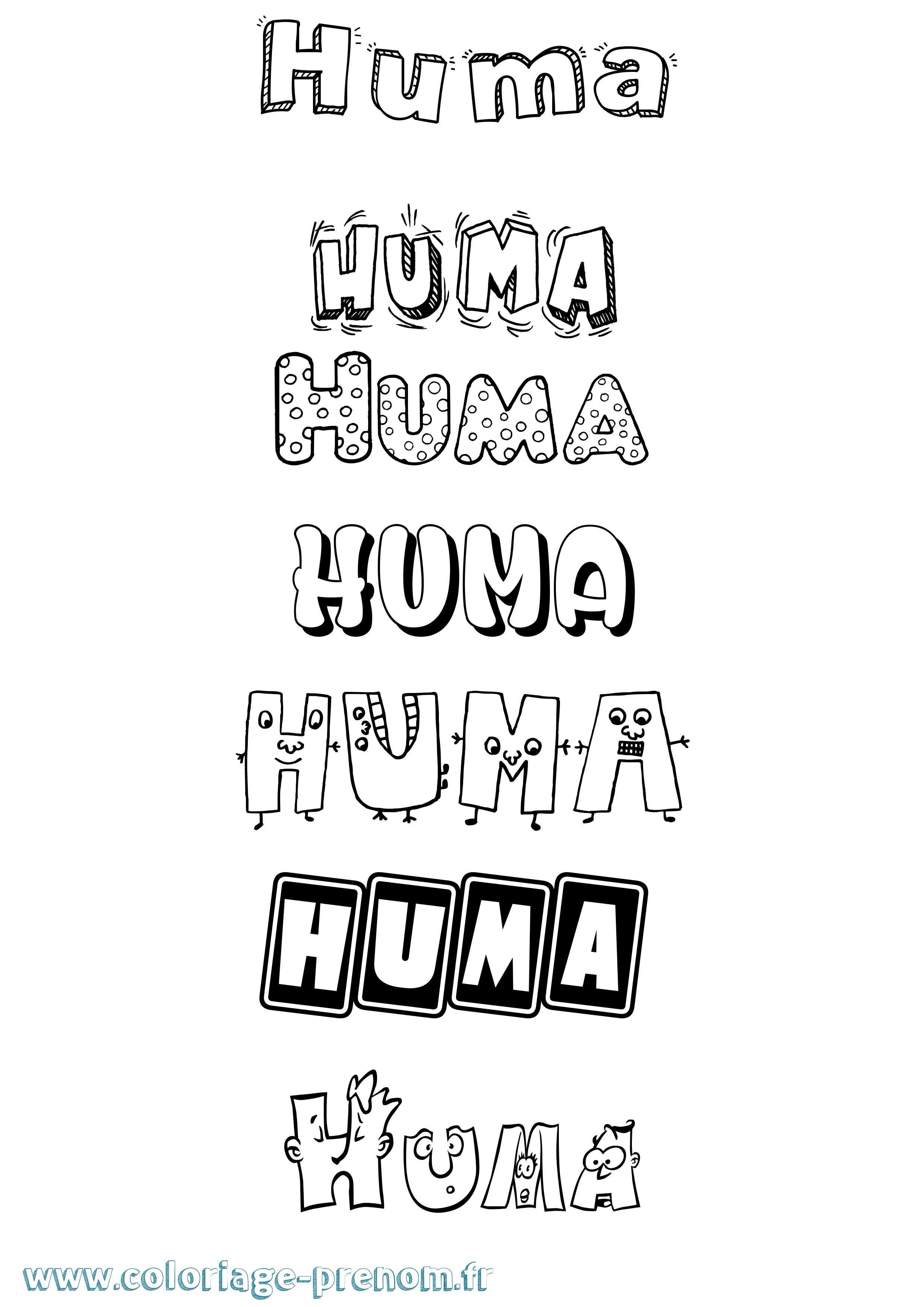 Coloriage Huma Fun Coloriage prénom Huma Fun