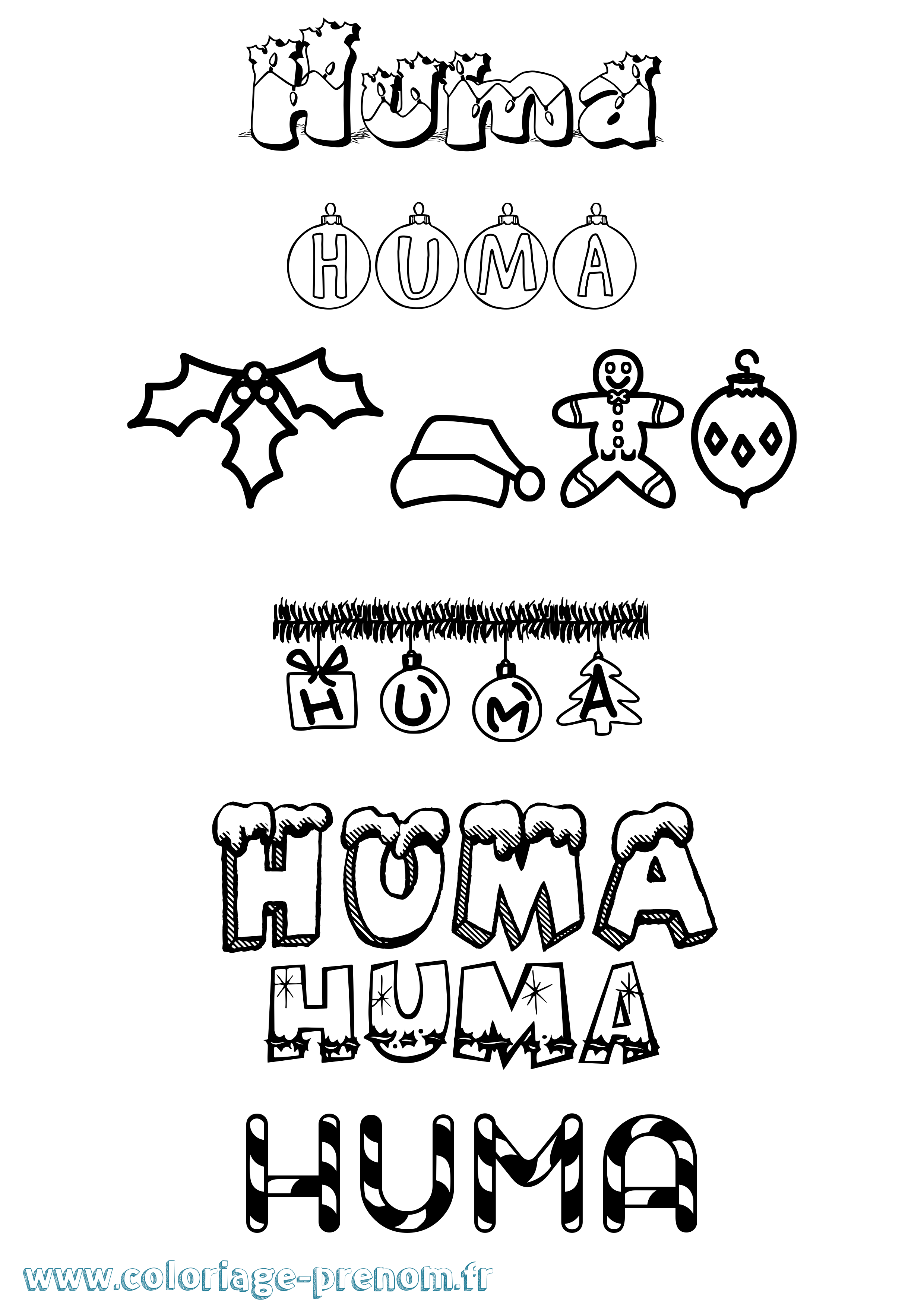 Coloriage Huma Noël Coloriage prénom Huma Noël