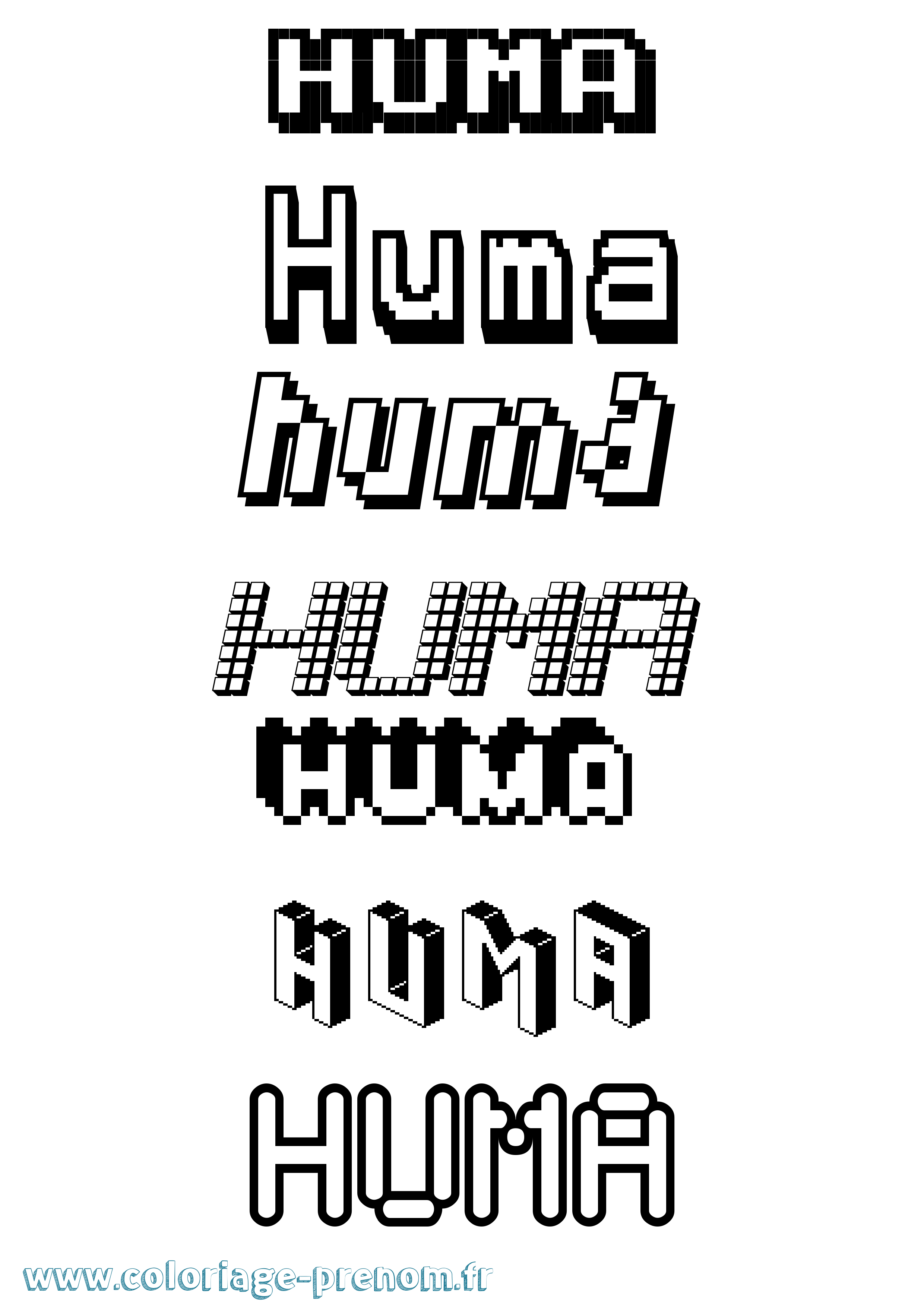 Coloriage Huma Pixel Coloriage prénom Huma Pixel