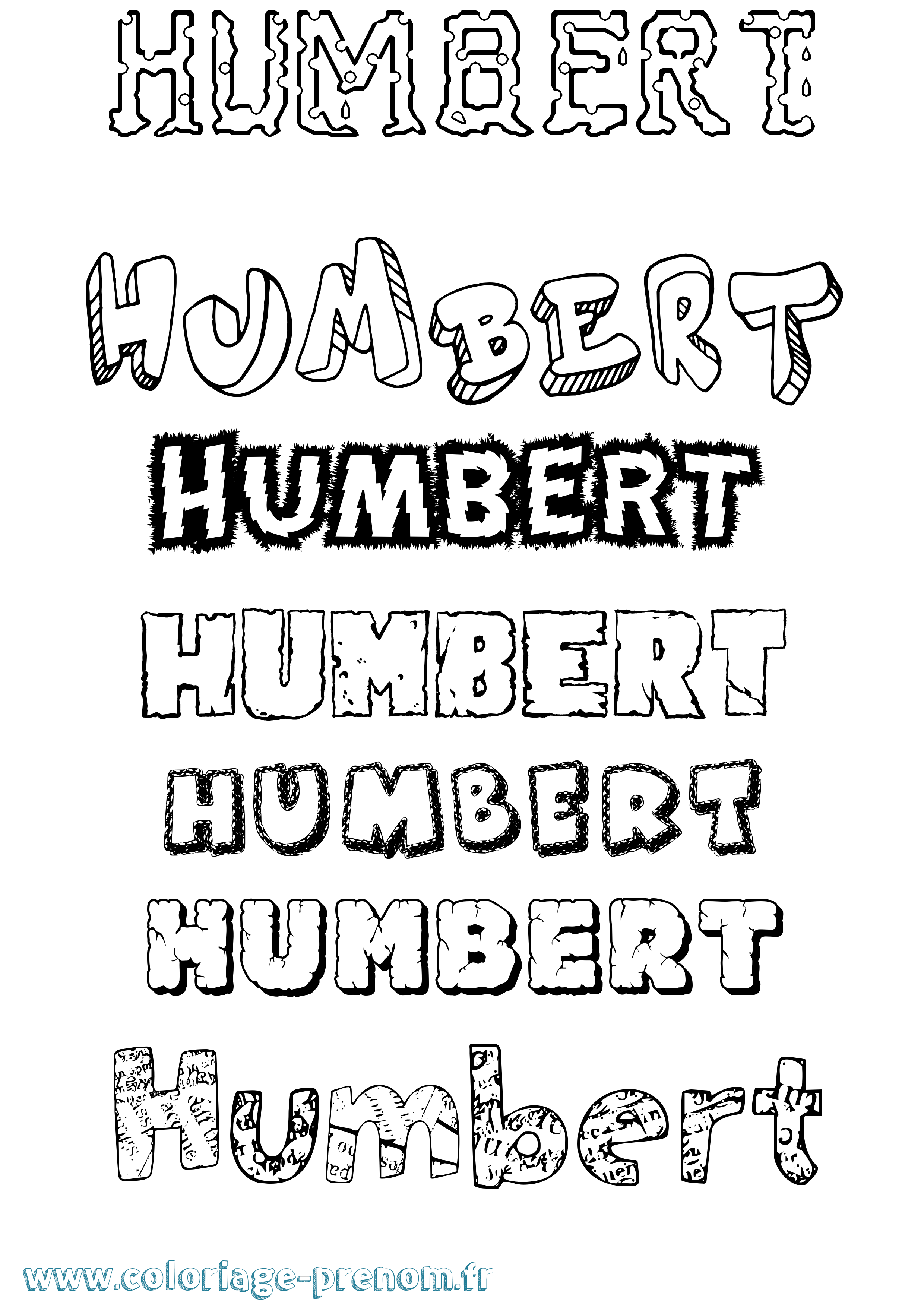 Coloriage Humbert Destructuré Coloriage prénom Humbert Destructuré