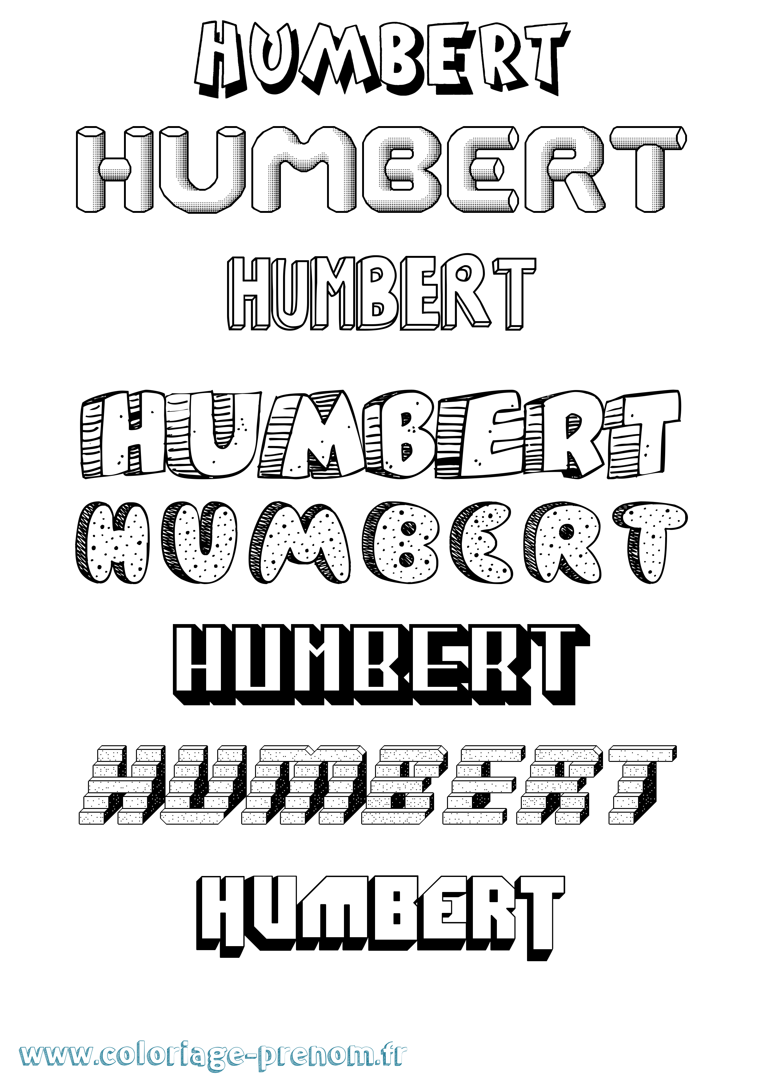 Coloriage Humbert Effet 3D Coloriage prénom Humbert Effet 3D