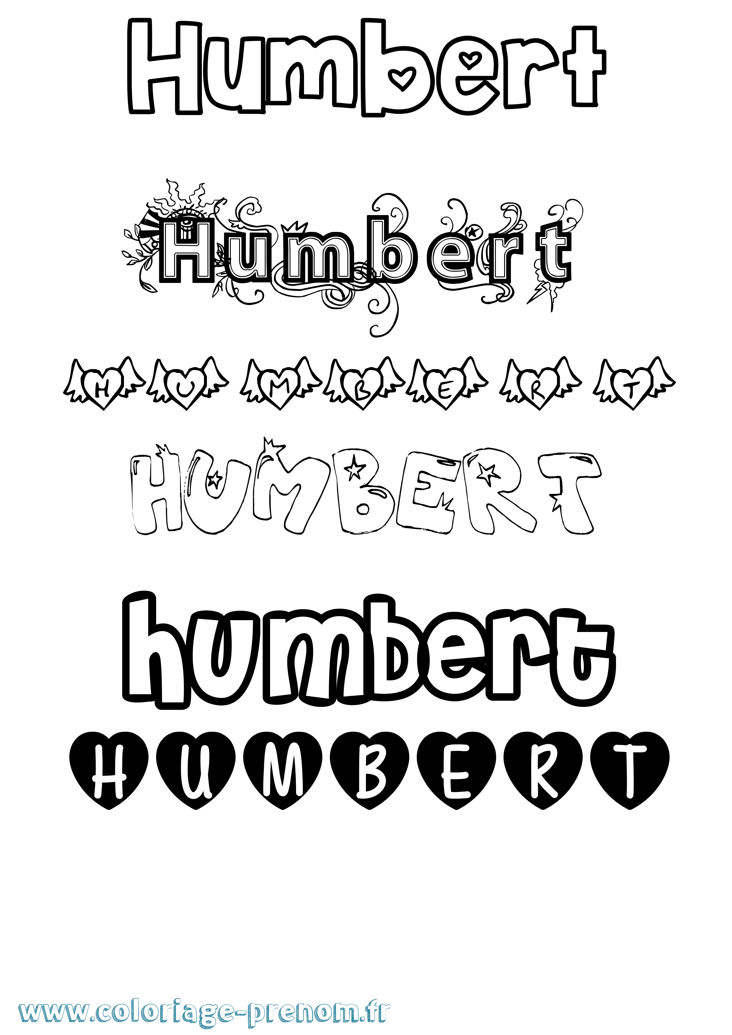 Coloriage Humbert Girly Coloriage prénom Humbert Girly
