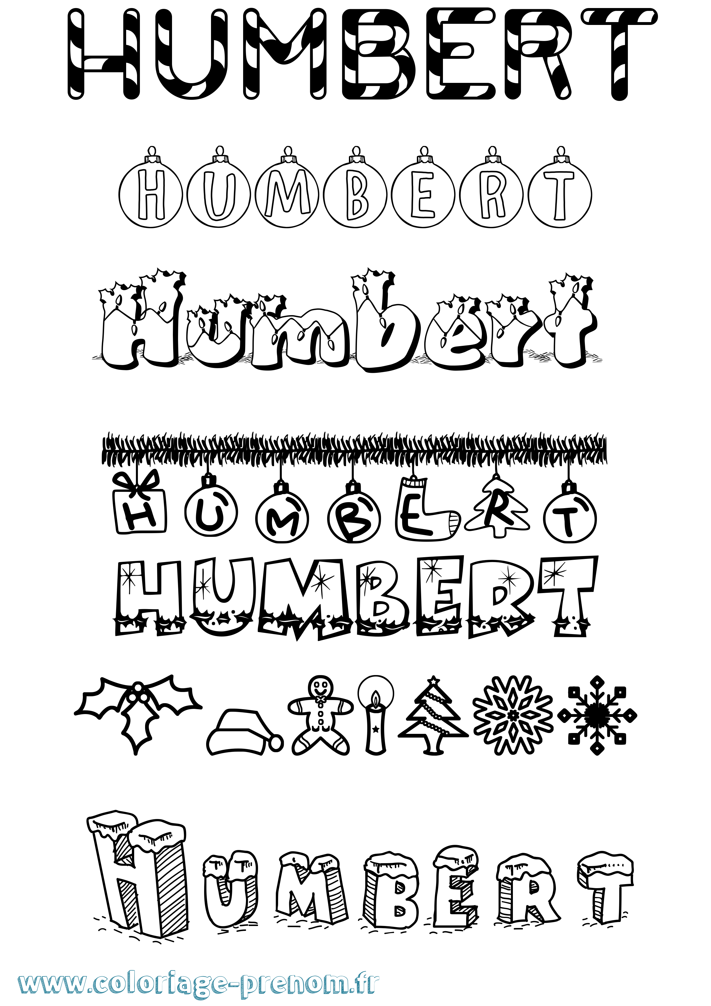 Coloriage Humbert Noël Coloriage prénom Humbert Noël