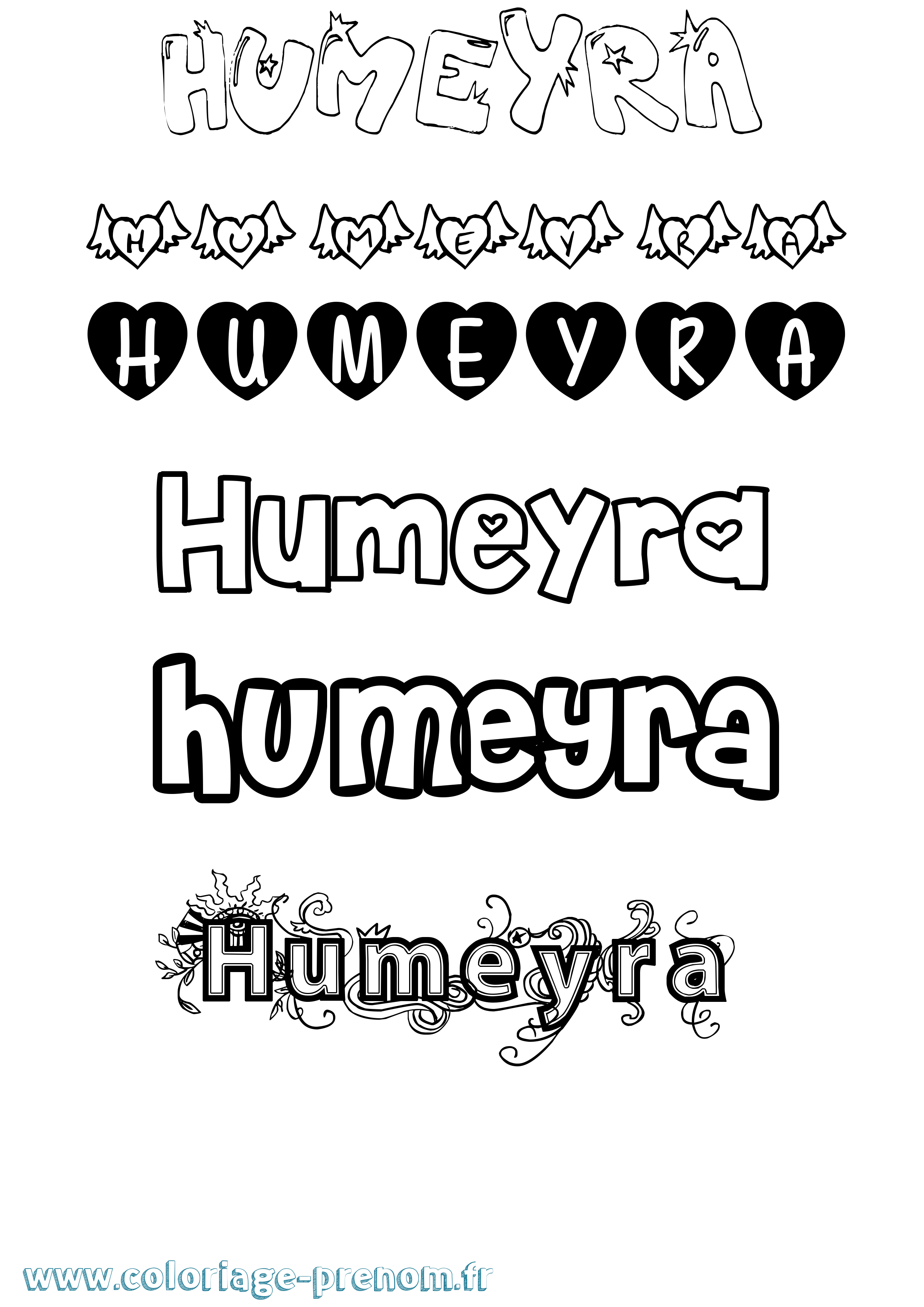 Coloriage Humeyra Girly Coloriage prénom Humeyra Girly