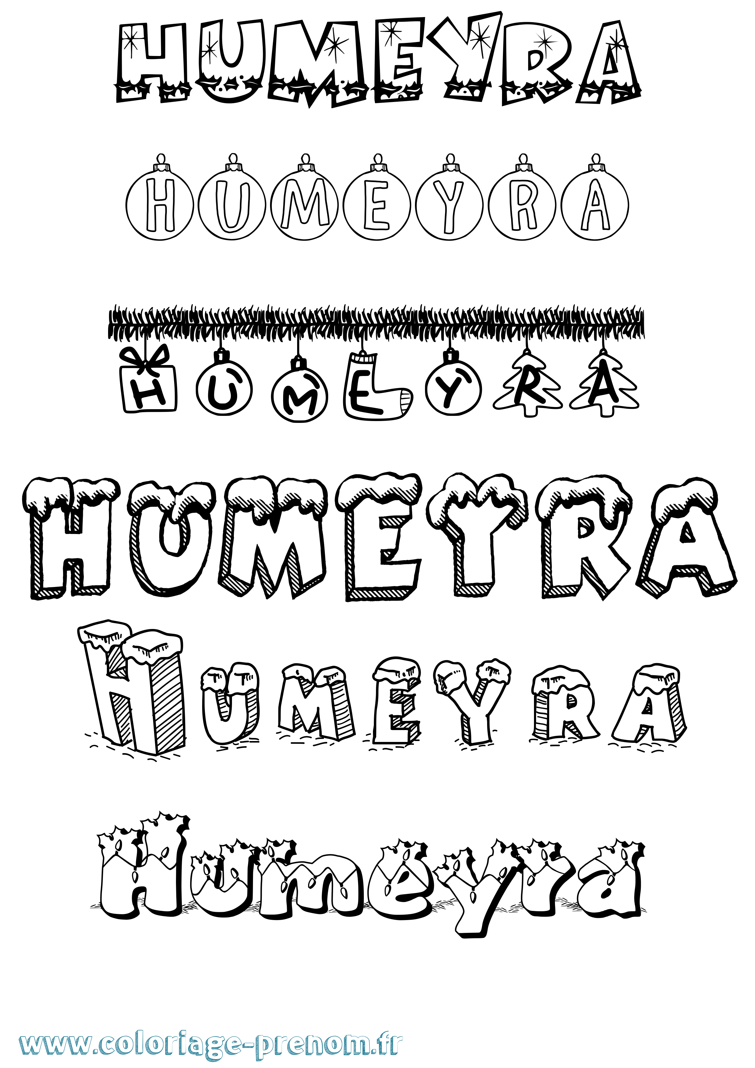 Coloriage Humeyra Noël Coloriage prénom Humeyra Noël