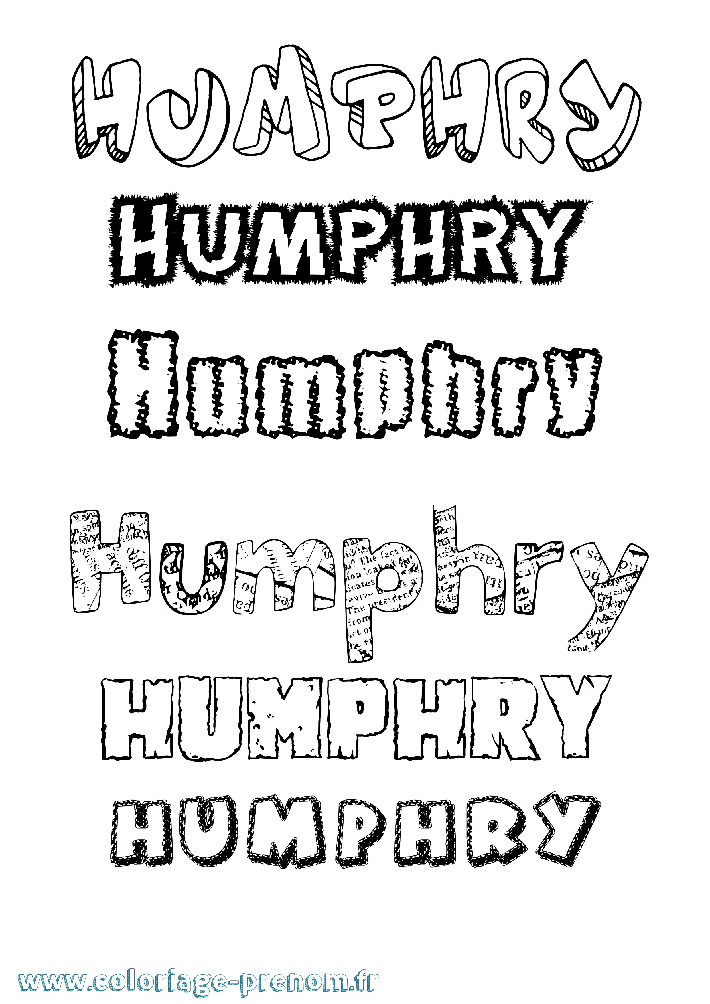 Coloriage Humphry Destructuré Coloriage prénom Humphry Destructuré