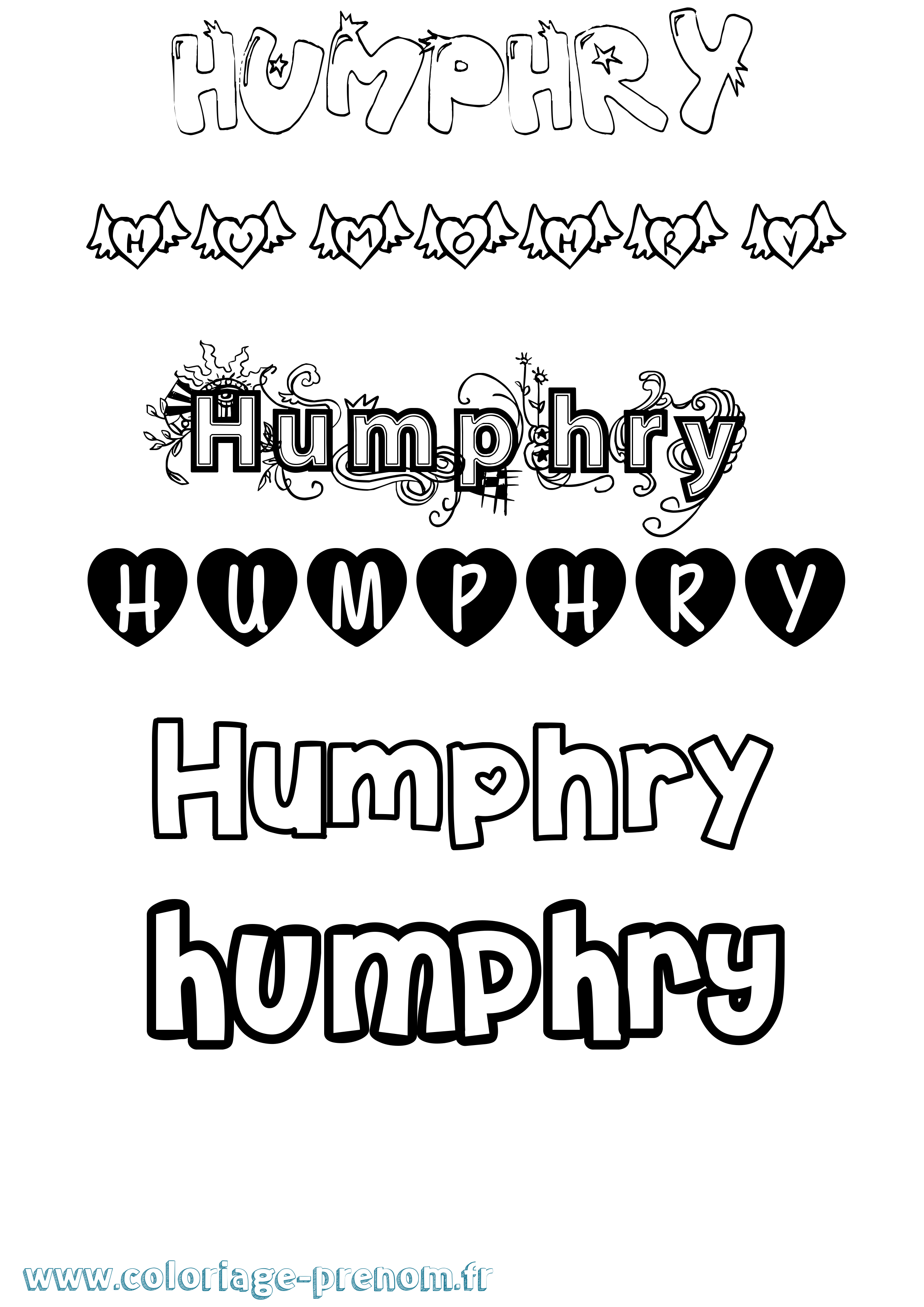 Coloriage Humphry Girly Coloriage prénom Humphry Girly