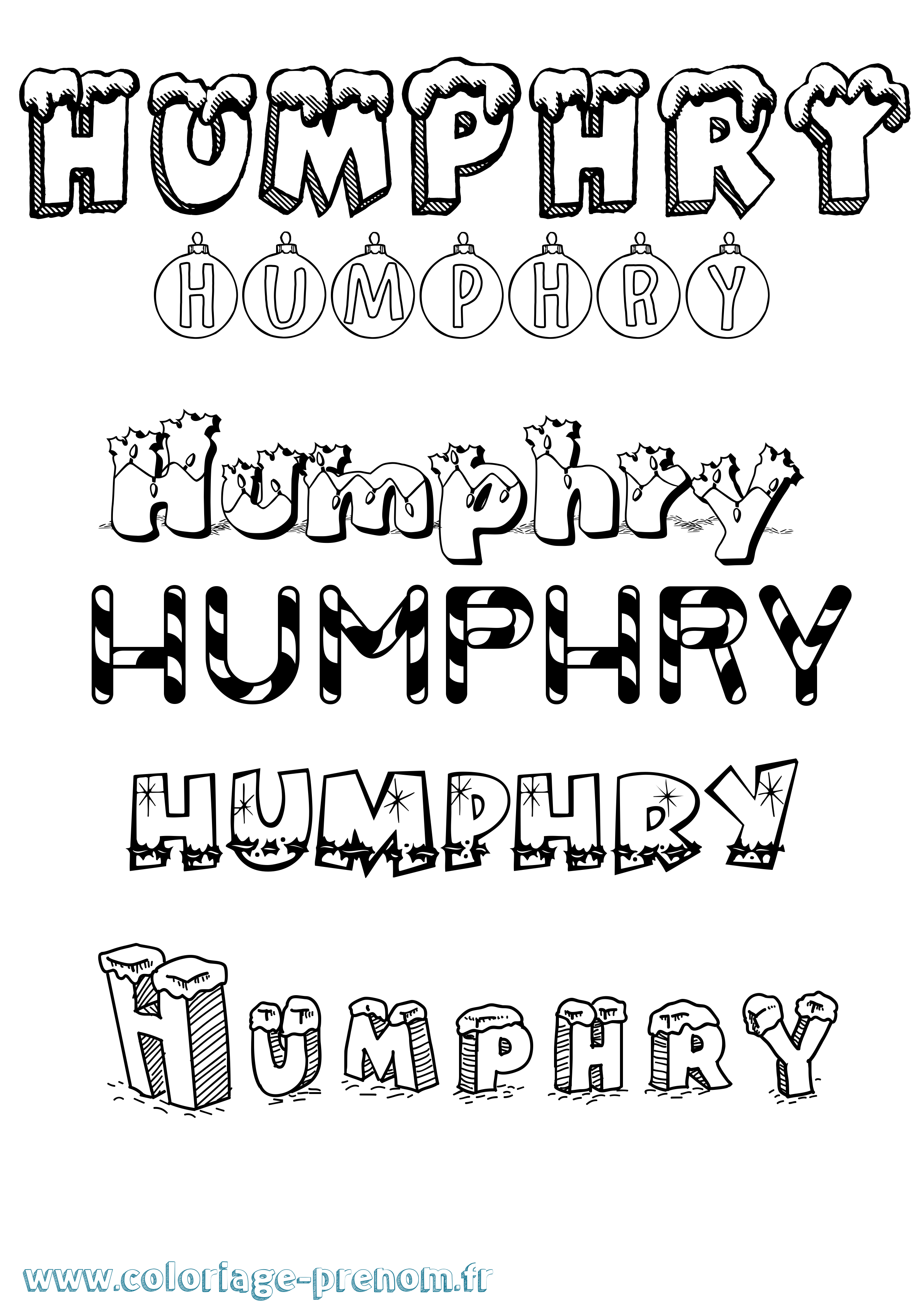 Coloriage Humphry Noël Coloriage prénom Humphry Noël