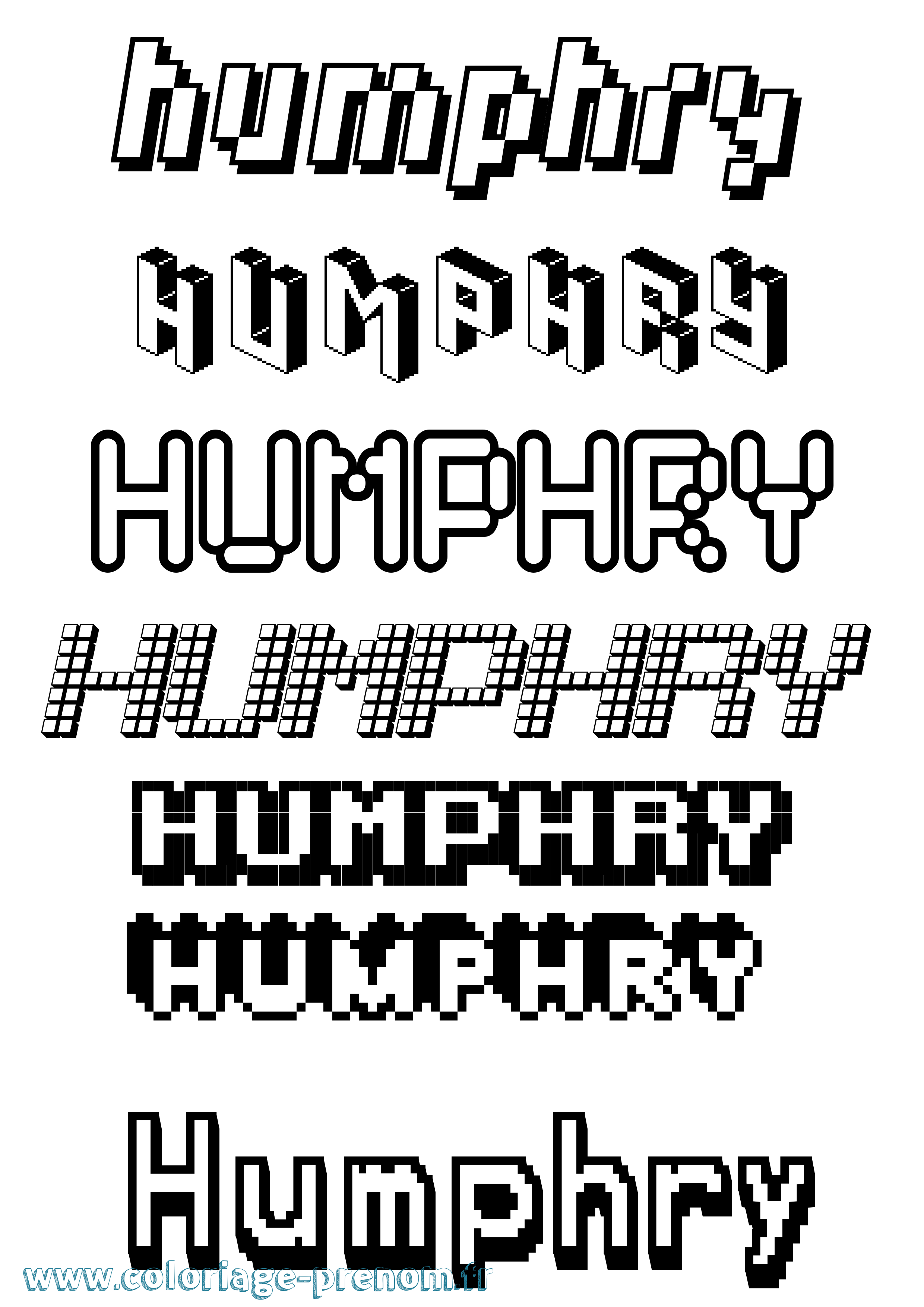 Coloriage Humphry Pixel Coloriage prénom Humphry Pixel