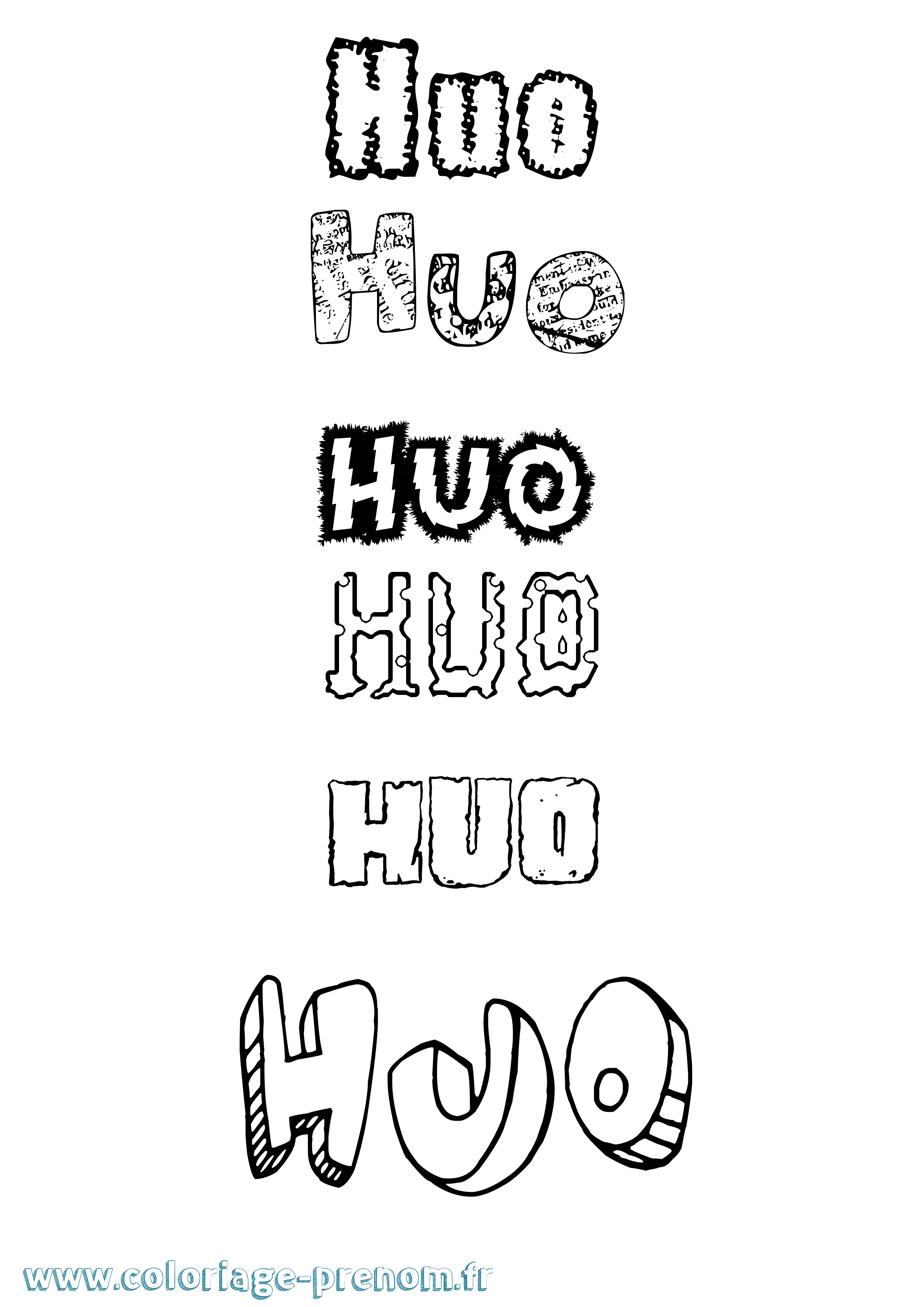 Coloriage Huo Destructuré Coloriage prénom Huo Destructuré