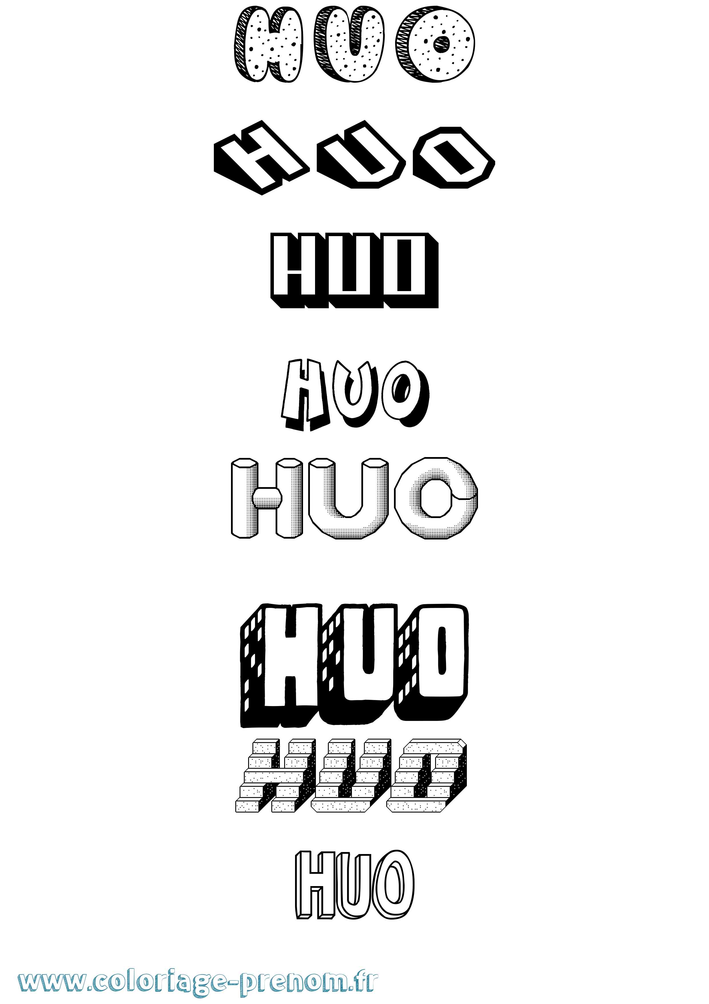 Coloriage Huo Effet 3D Coloriage prénom Huo Effet 3D