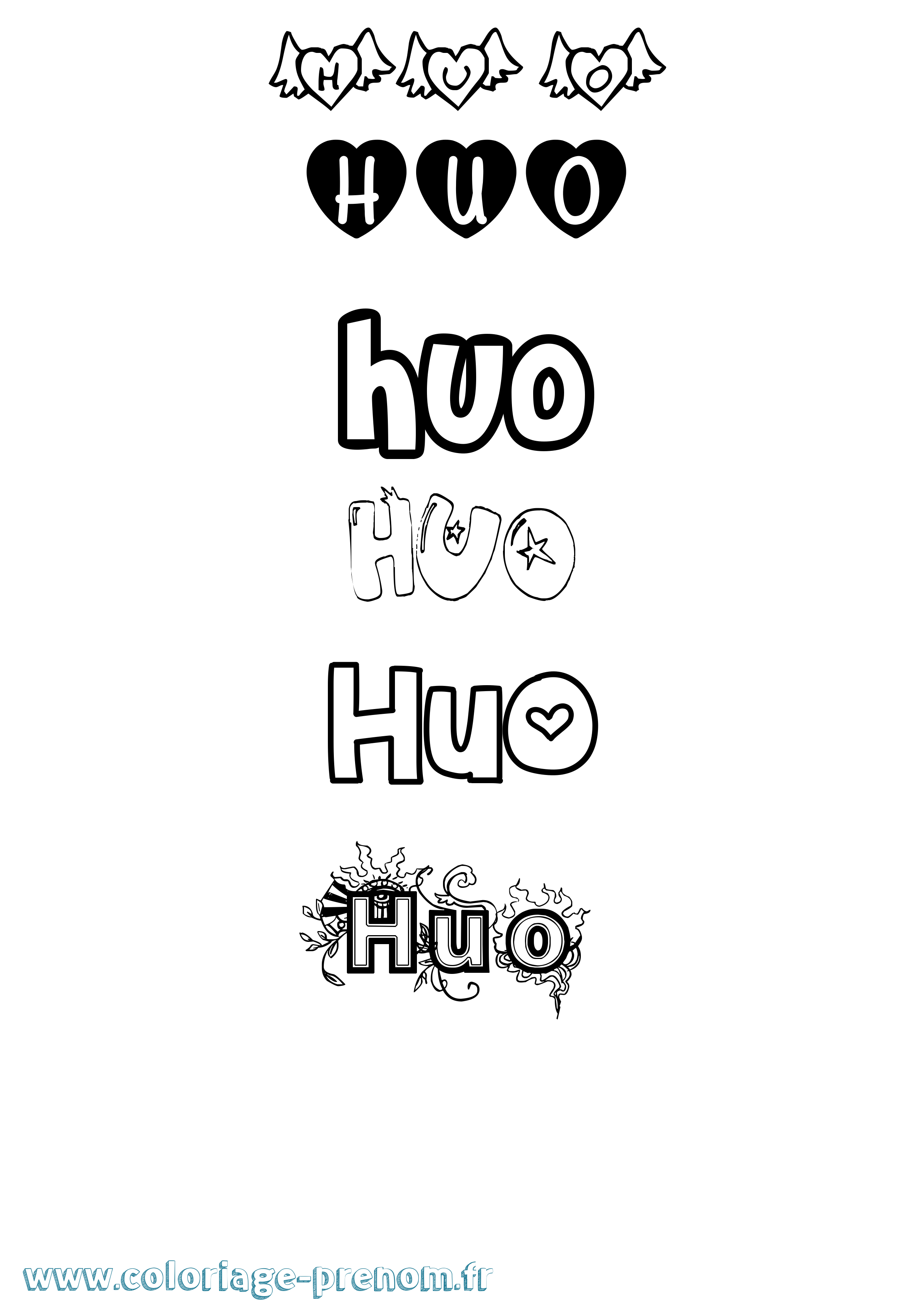 Coloriage Huo Girly Coloriage prénom Huo Girly
