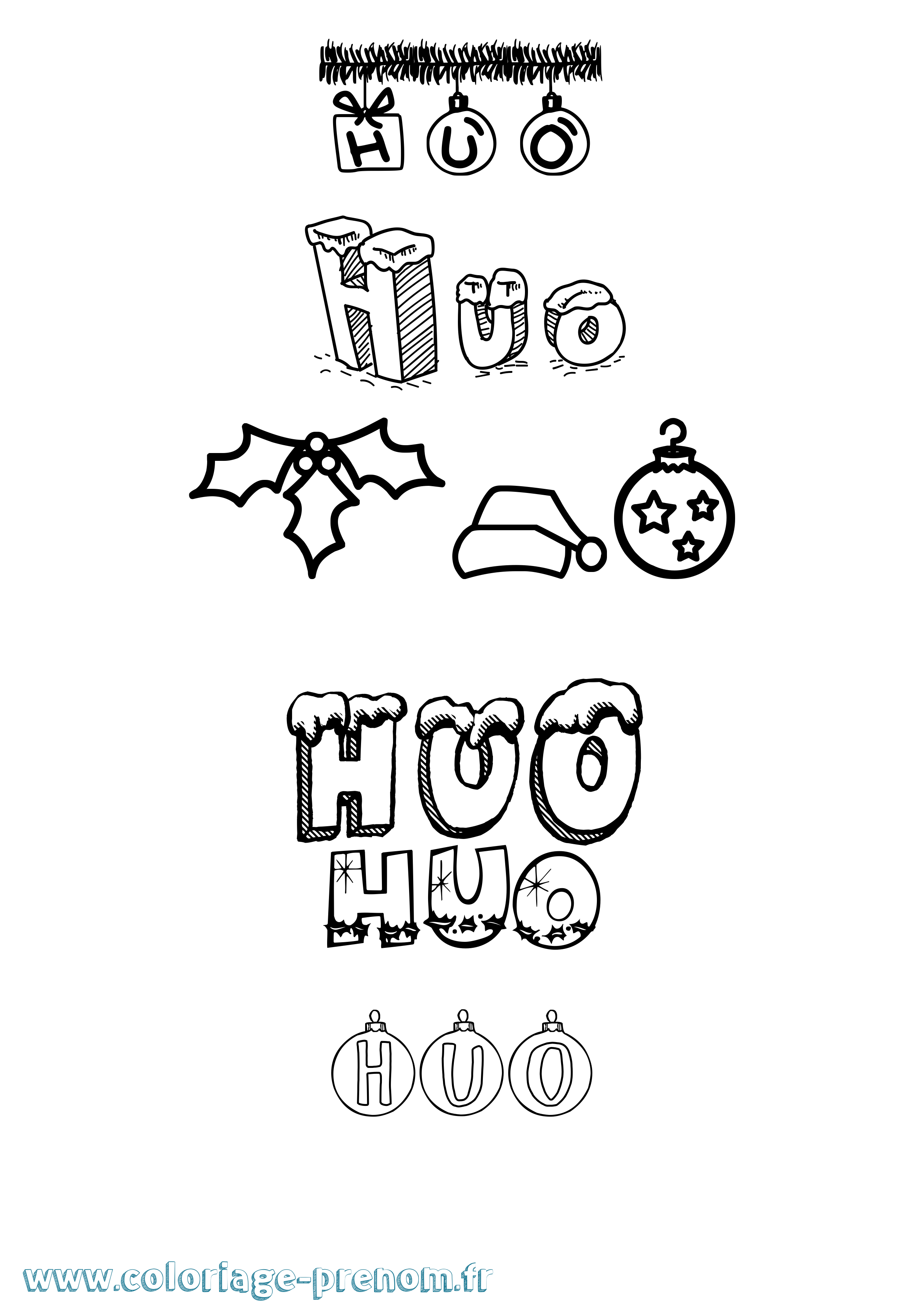Coloriage Huo Noël Coloriage prénom Huo Noël