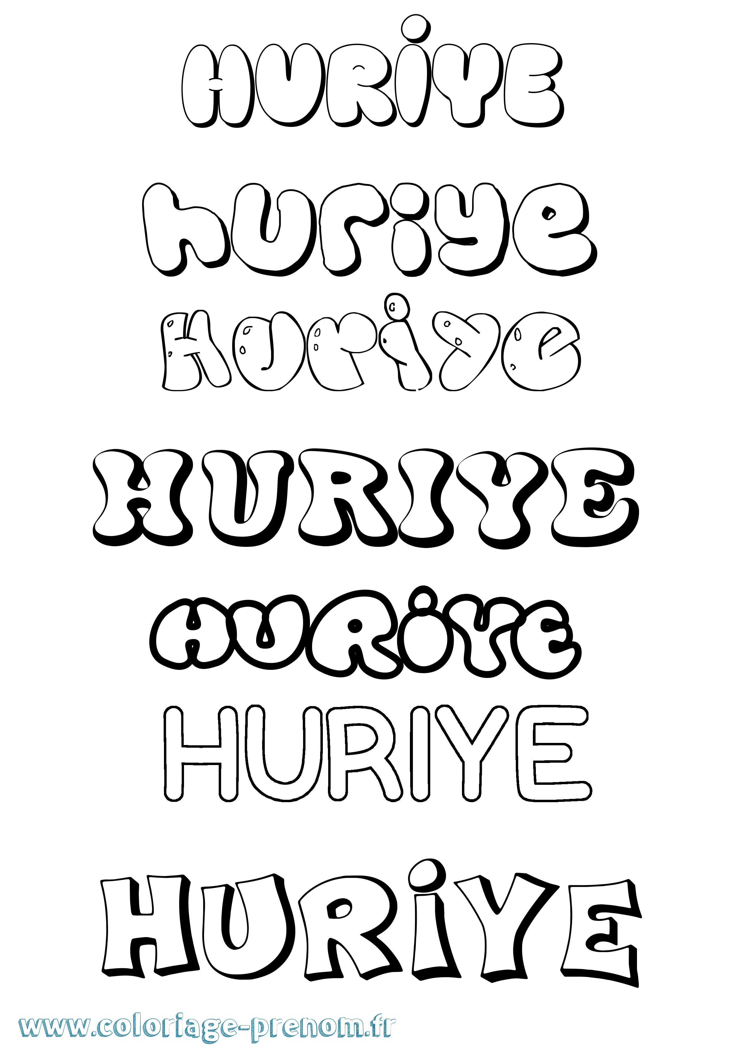 Coloriage Huriye Bubble Coloriage prénom Huriye Bubble