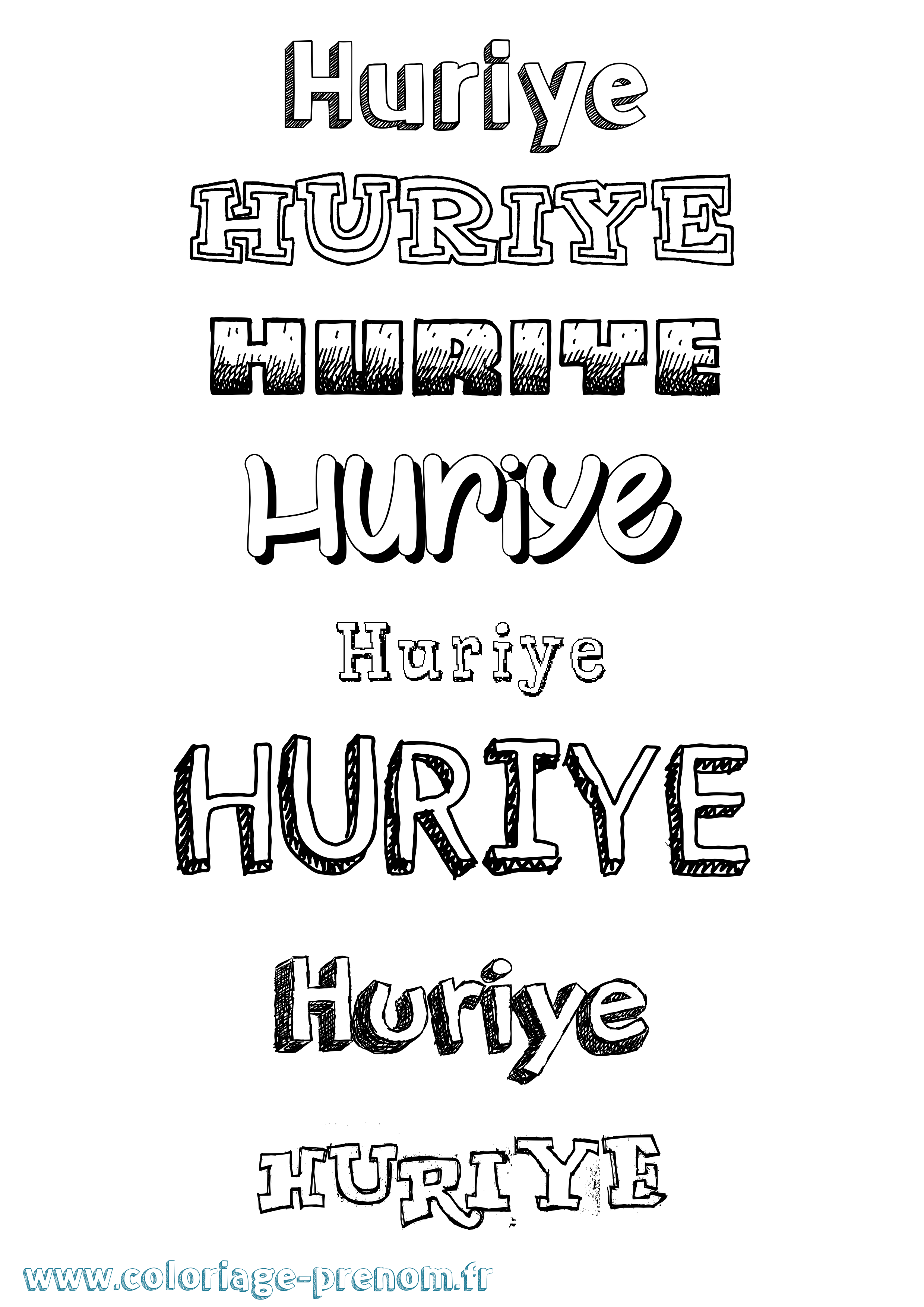 Coloriage Huriye Dessiné Coloriage prénom Huriye Dessiné