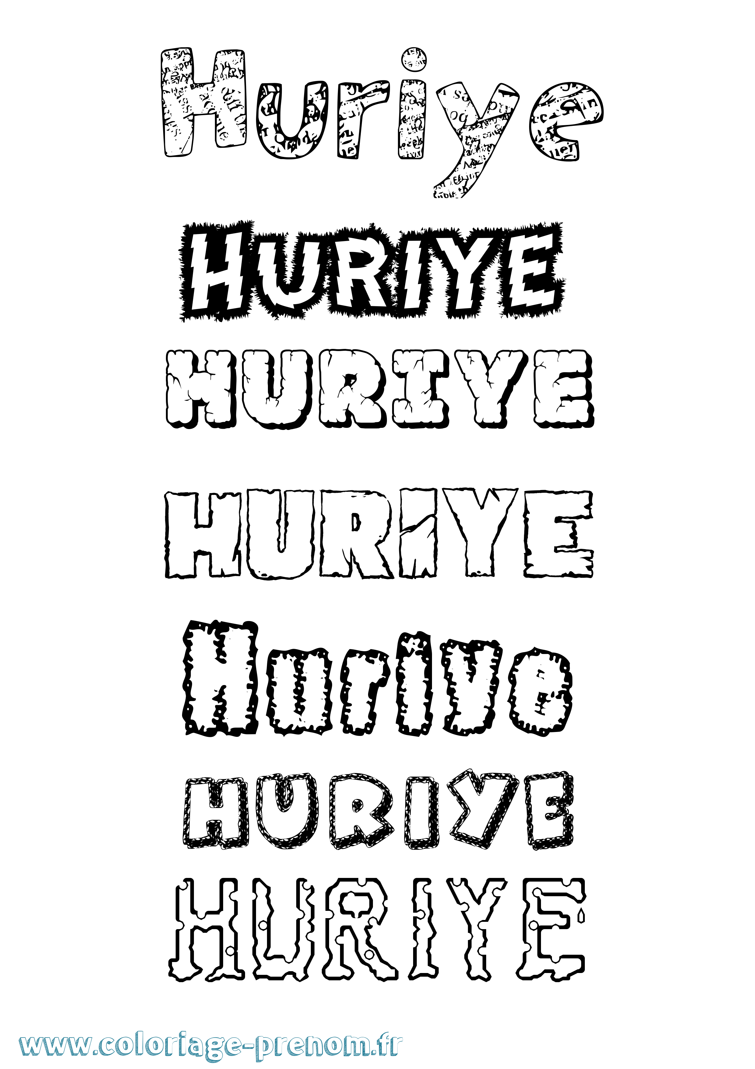 Coloriage Huriye Destructuré Coloriage prénom Huriye Destructuré