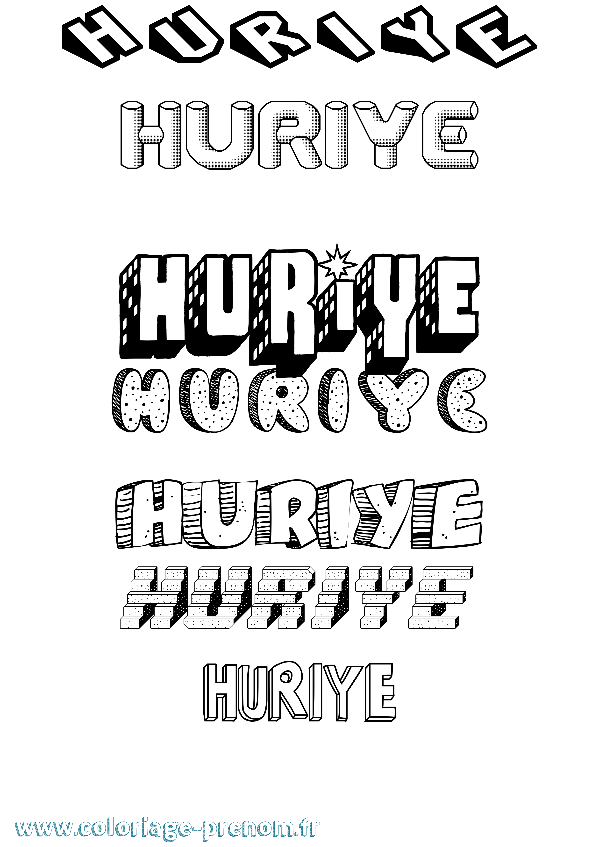 Coloriage Huriye Effet 3D Coloriage prénom Huriye Effet 3D