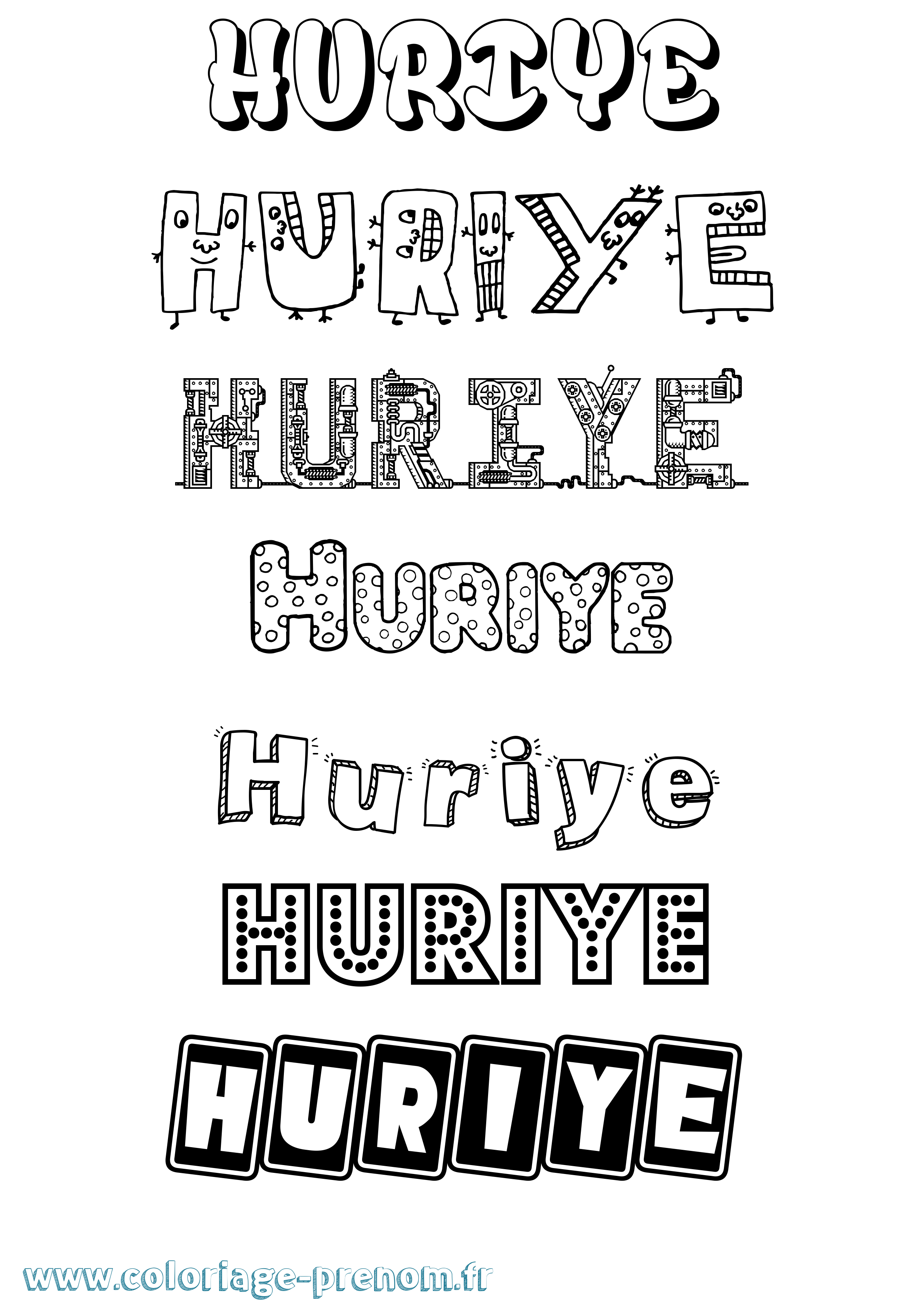 Coloriage Huriye Fun Coloriage prénom Huriye Fun