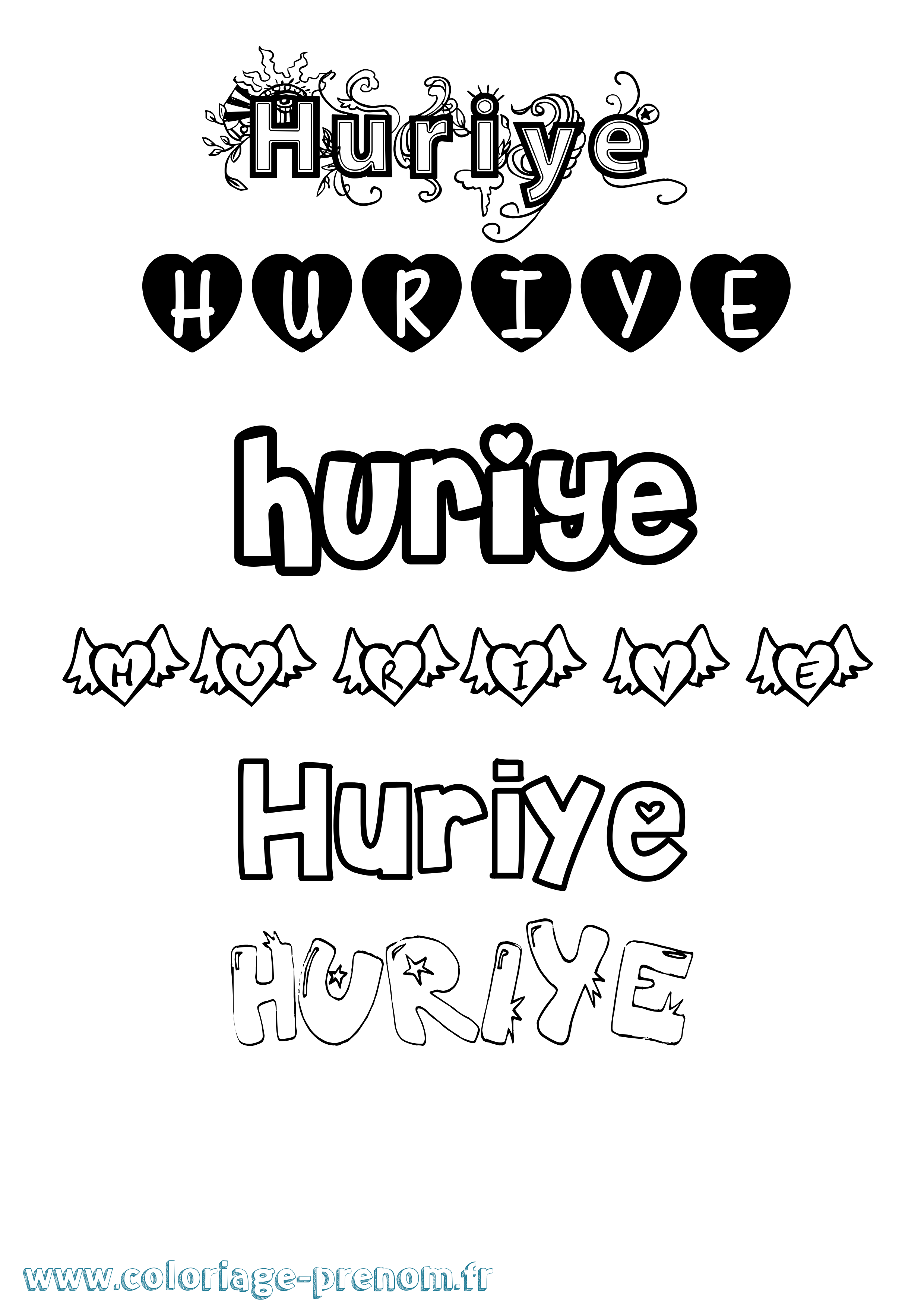 Coloriage Huriye Girly Coloriage prénom Huriye Girly