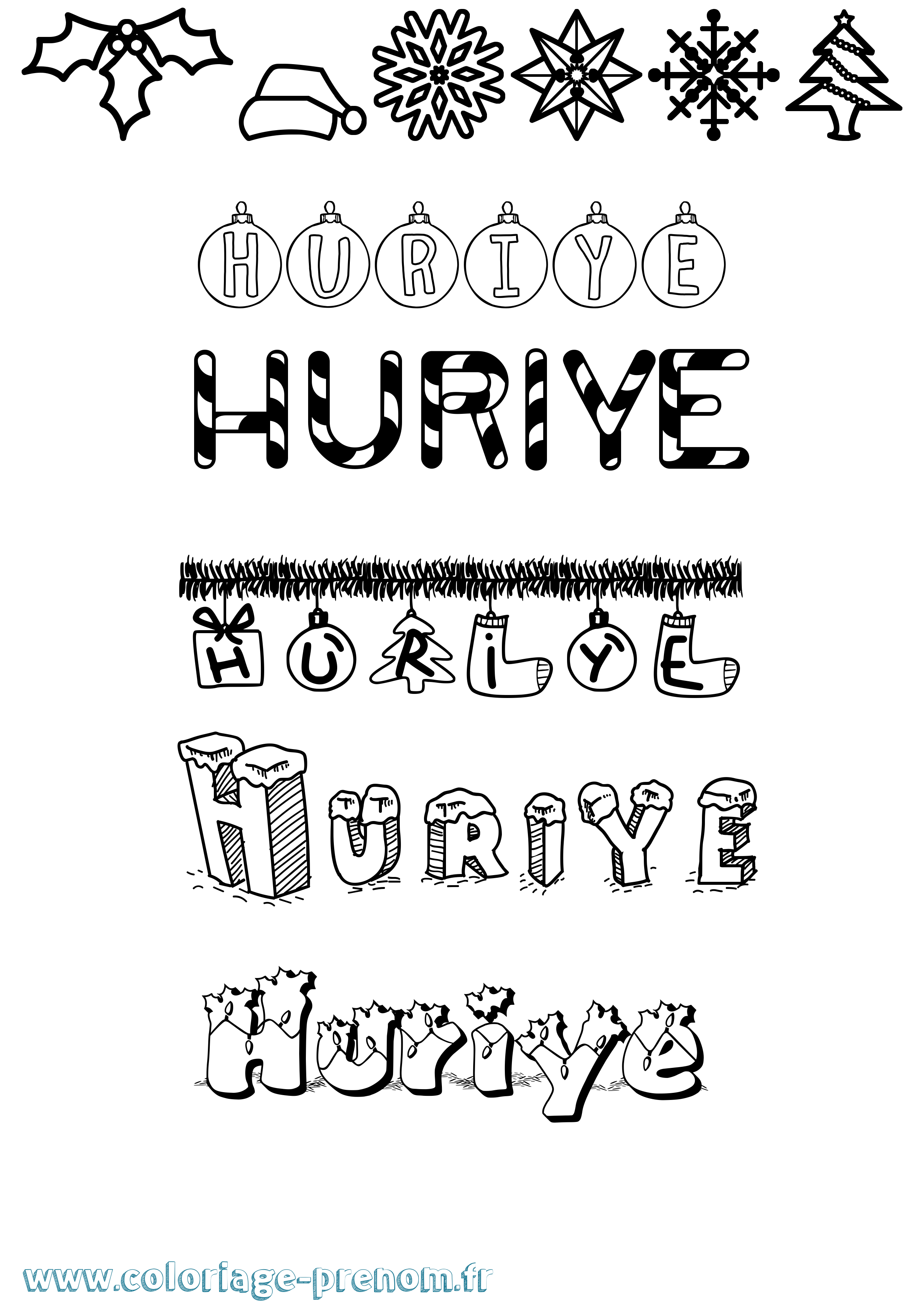 Coloriage Huriye Noël Coloriage prénom Huriye Noël