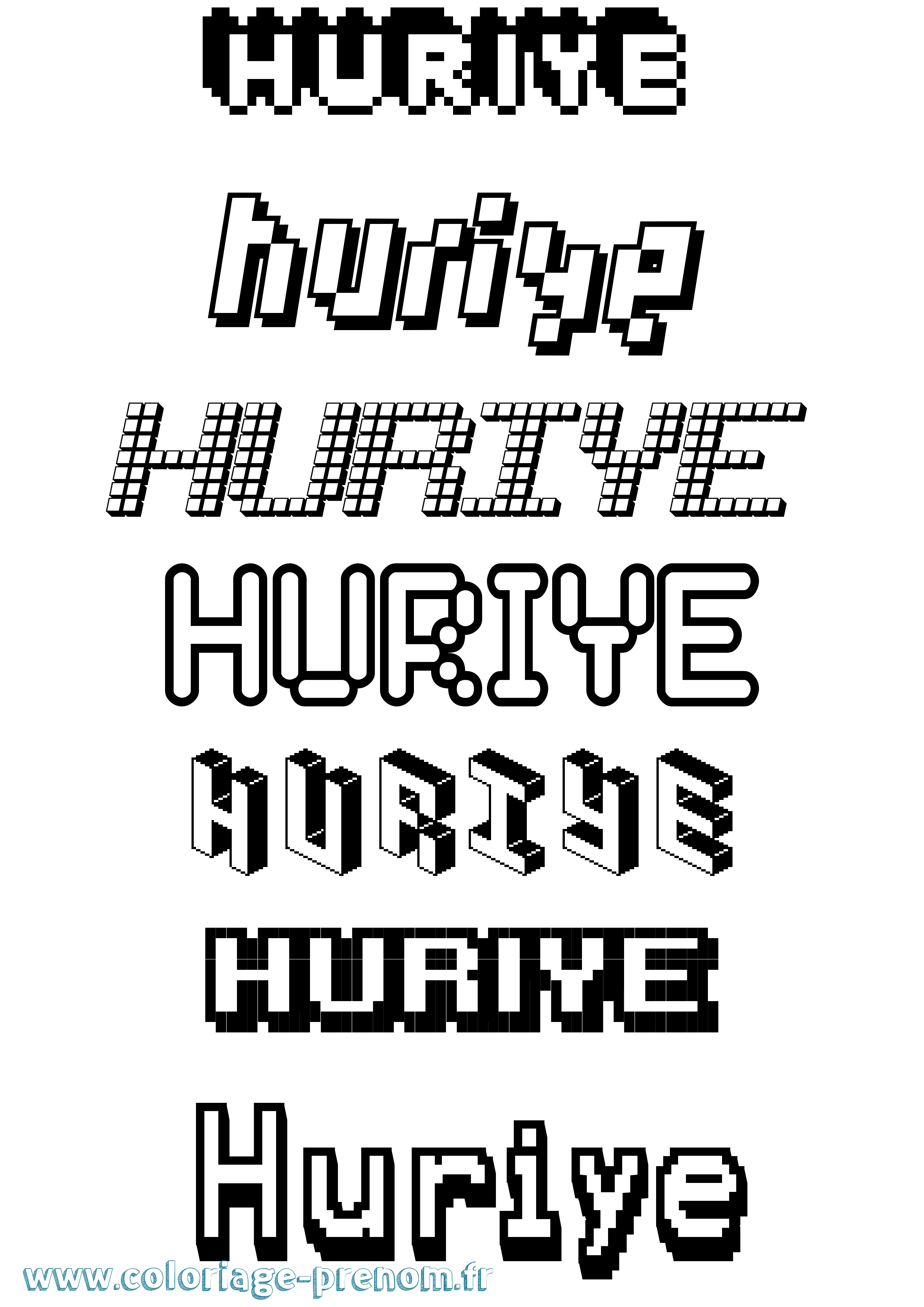 Coloriage Huriye Pixel Coloriage prénom Huriye Pixel
