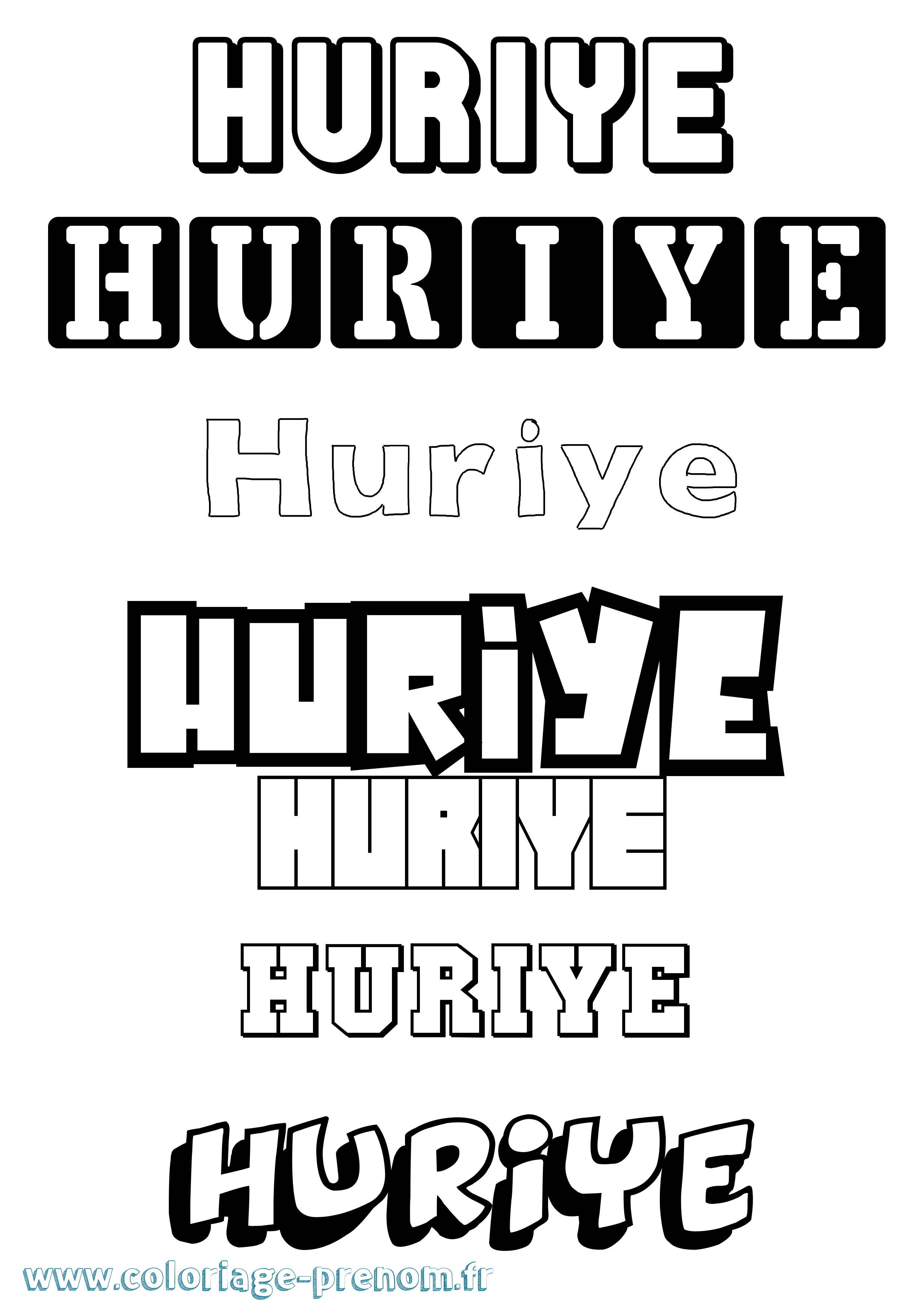 Coloriage Huriye Simple Coloriage prénom Huriye Simple