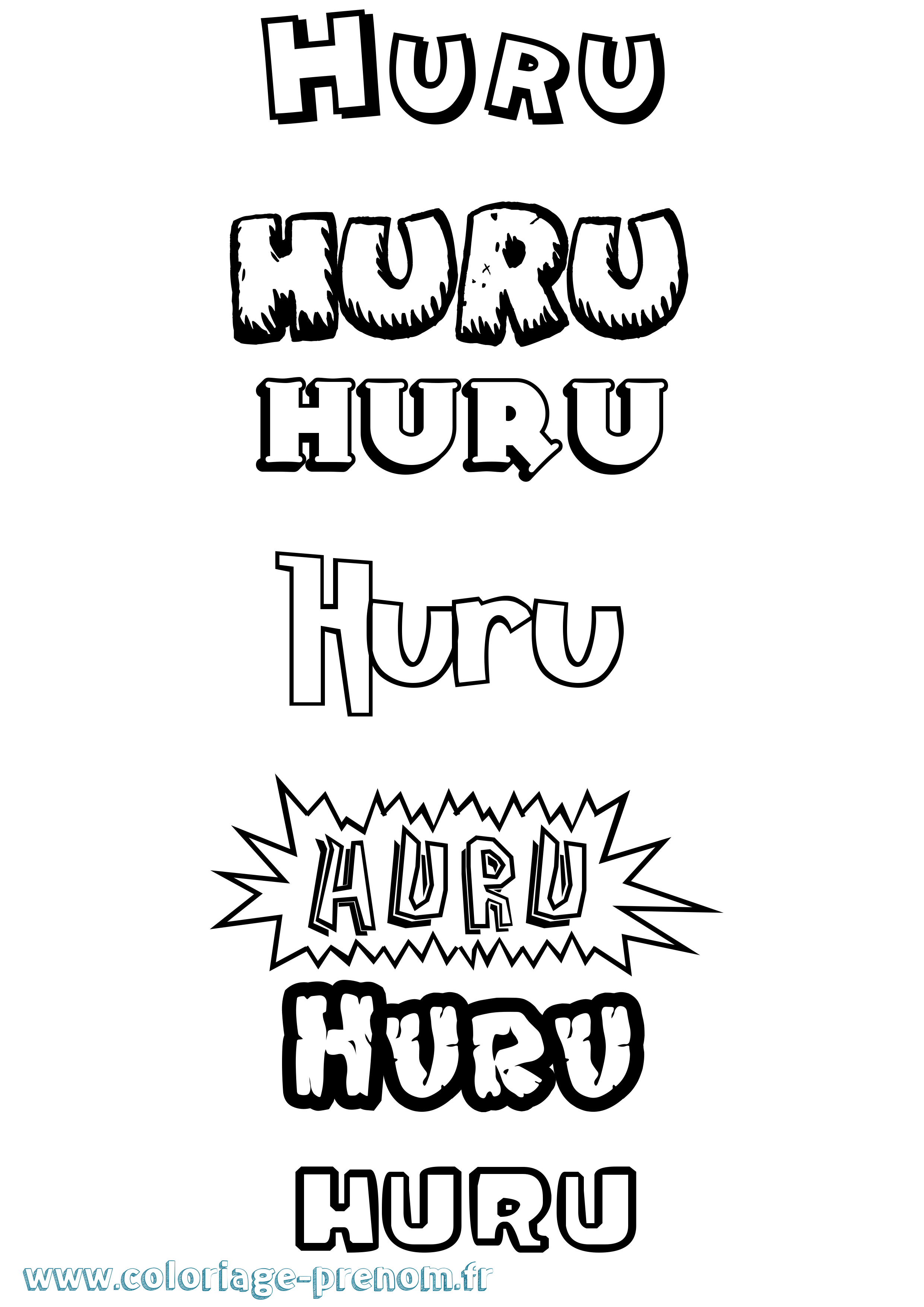 Coloriage Huru Dessin Animé Coloriage prénom Huru Dessin Animé