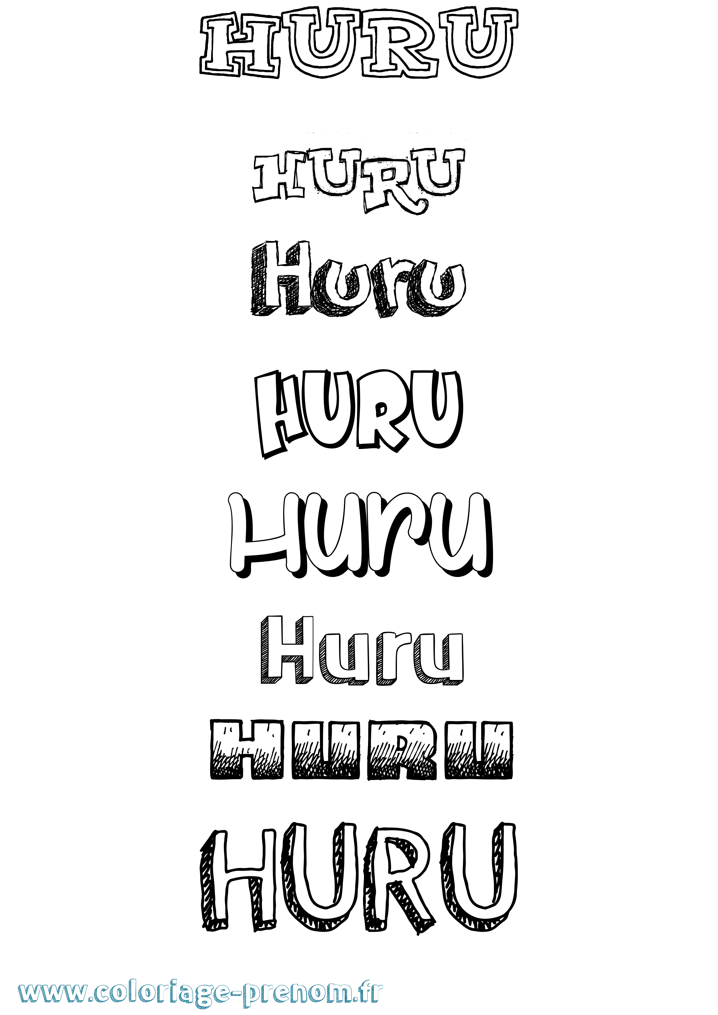 Coloriage Huru Dessiné Coloriage prénom Huru Dessiné
