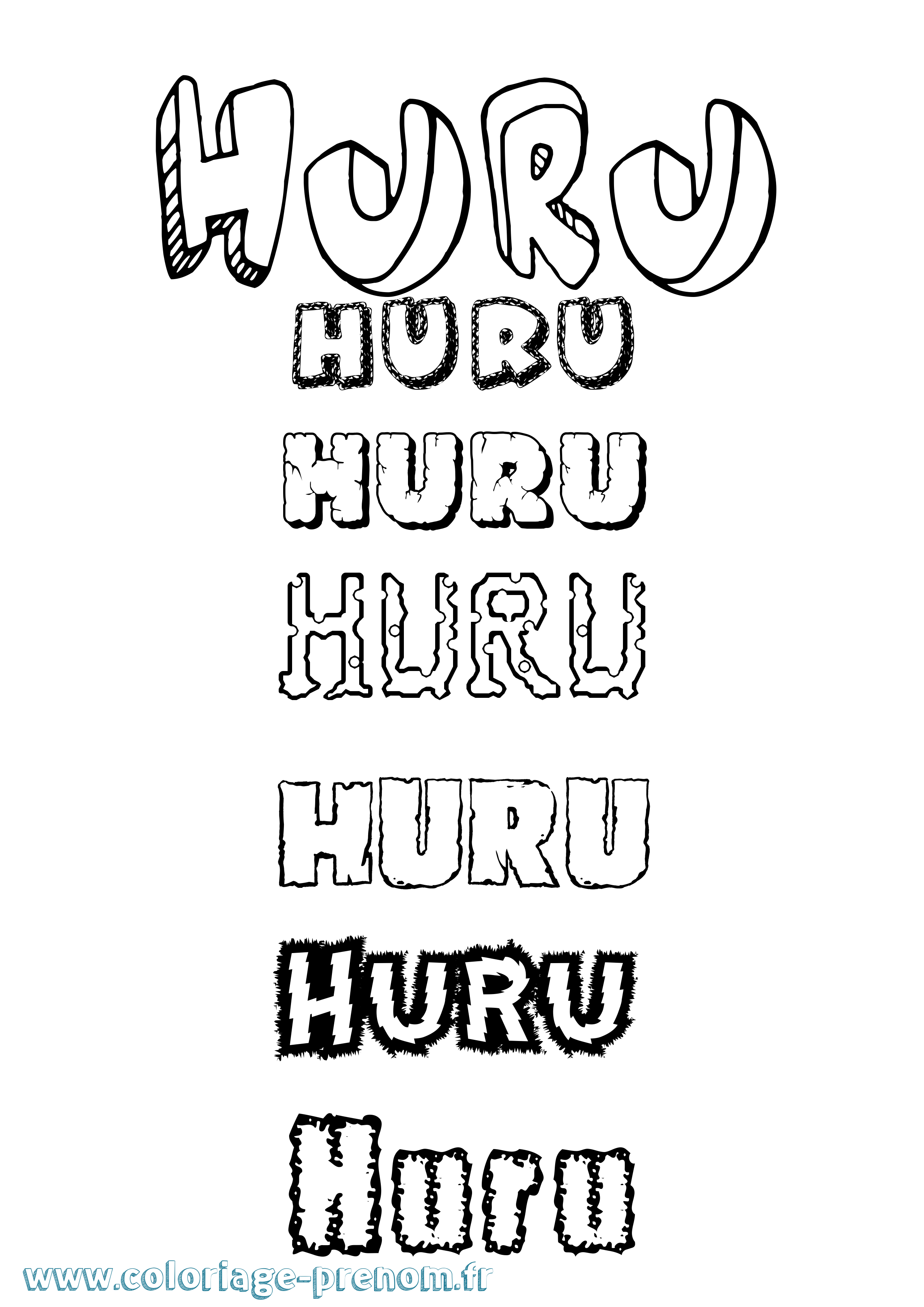 Coloriage Huru Destructuré Coloriage prénom Huru Destructuré