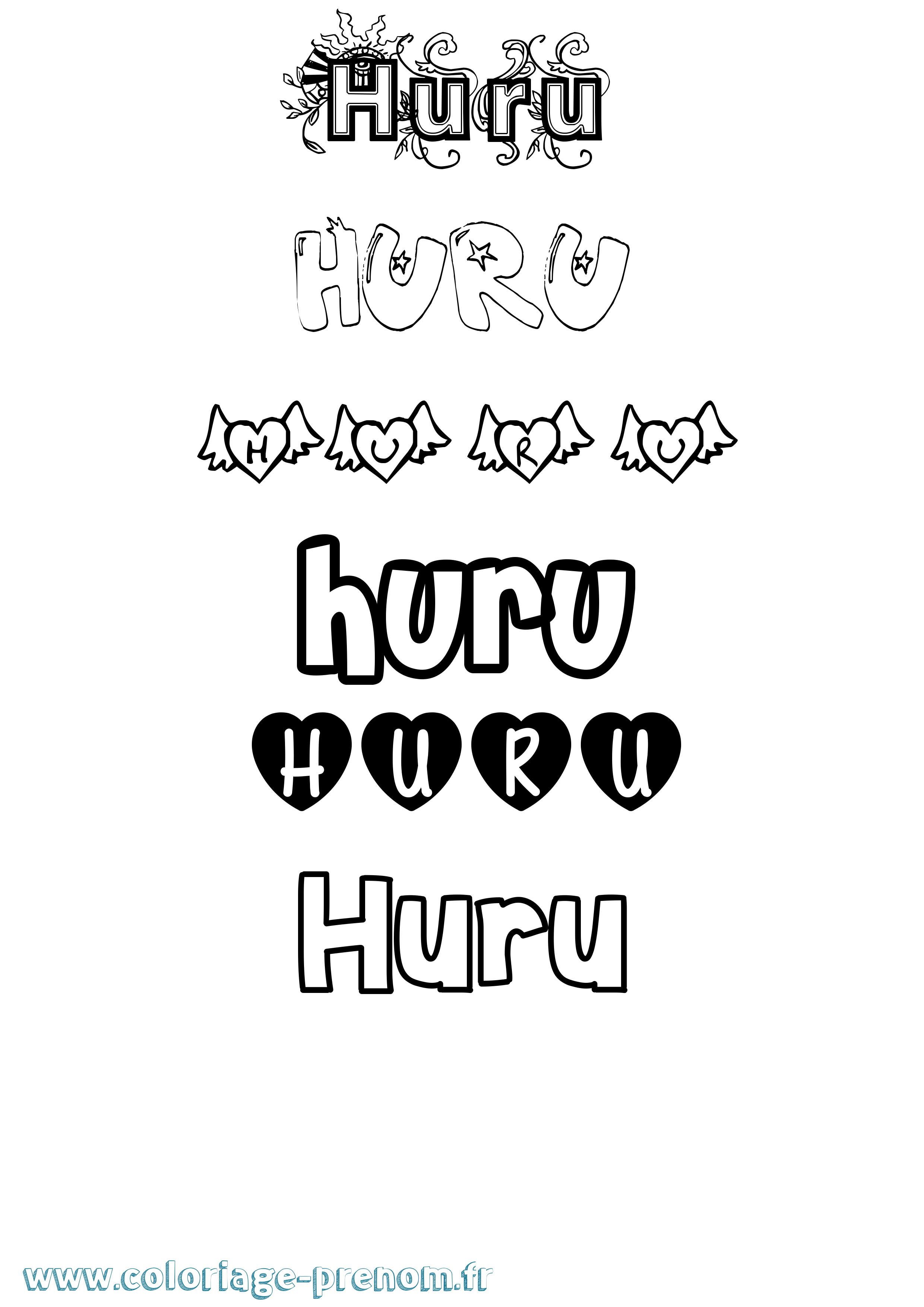 Coloriage Huru Girly Coloriage prénom Huru Girly