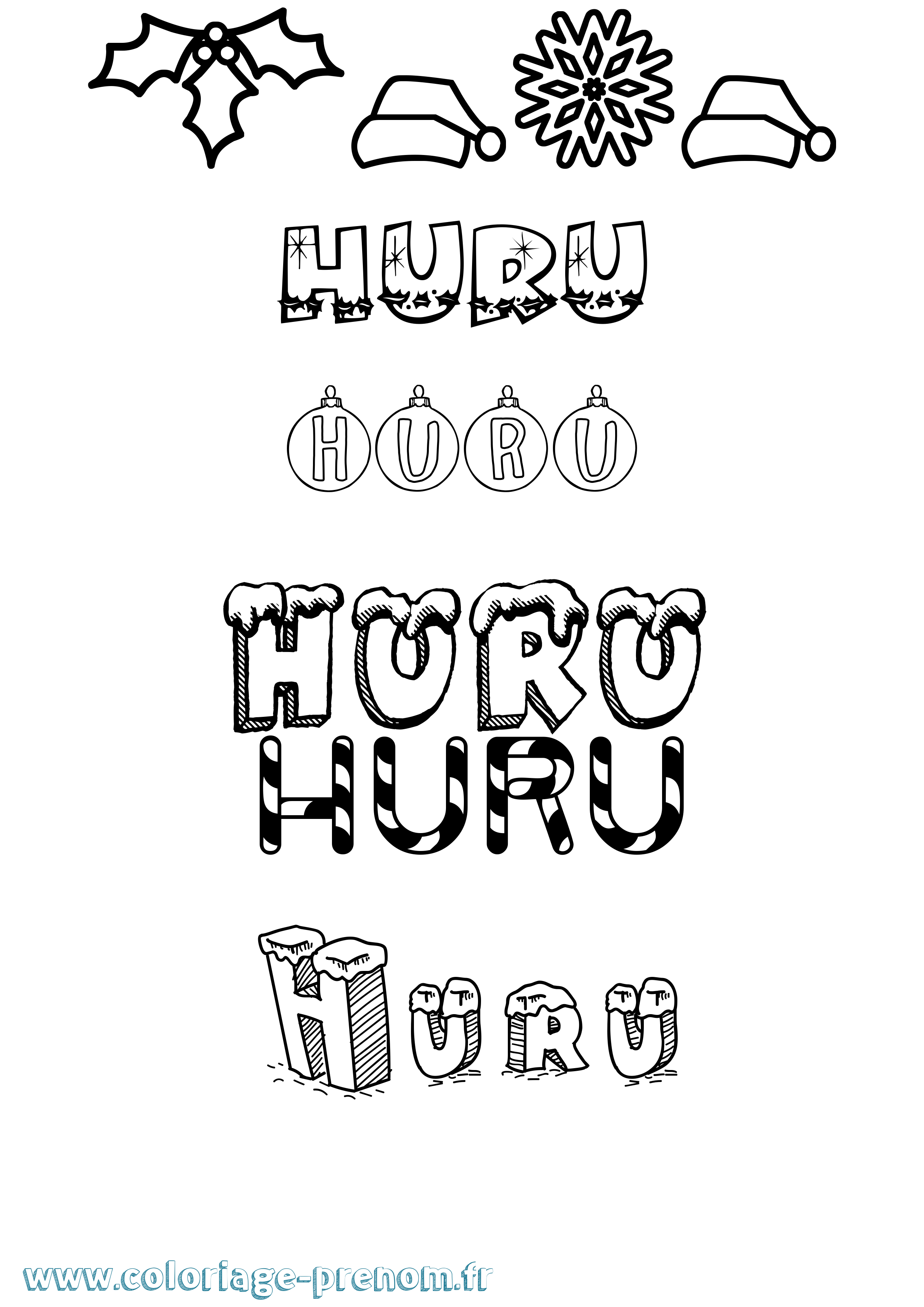 Coloriage Huru Noël Coloriage prénom Huru Noël