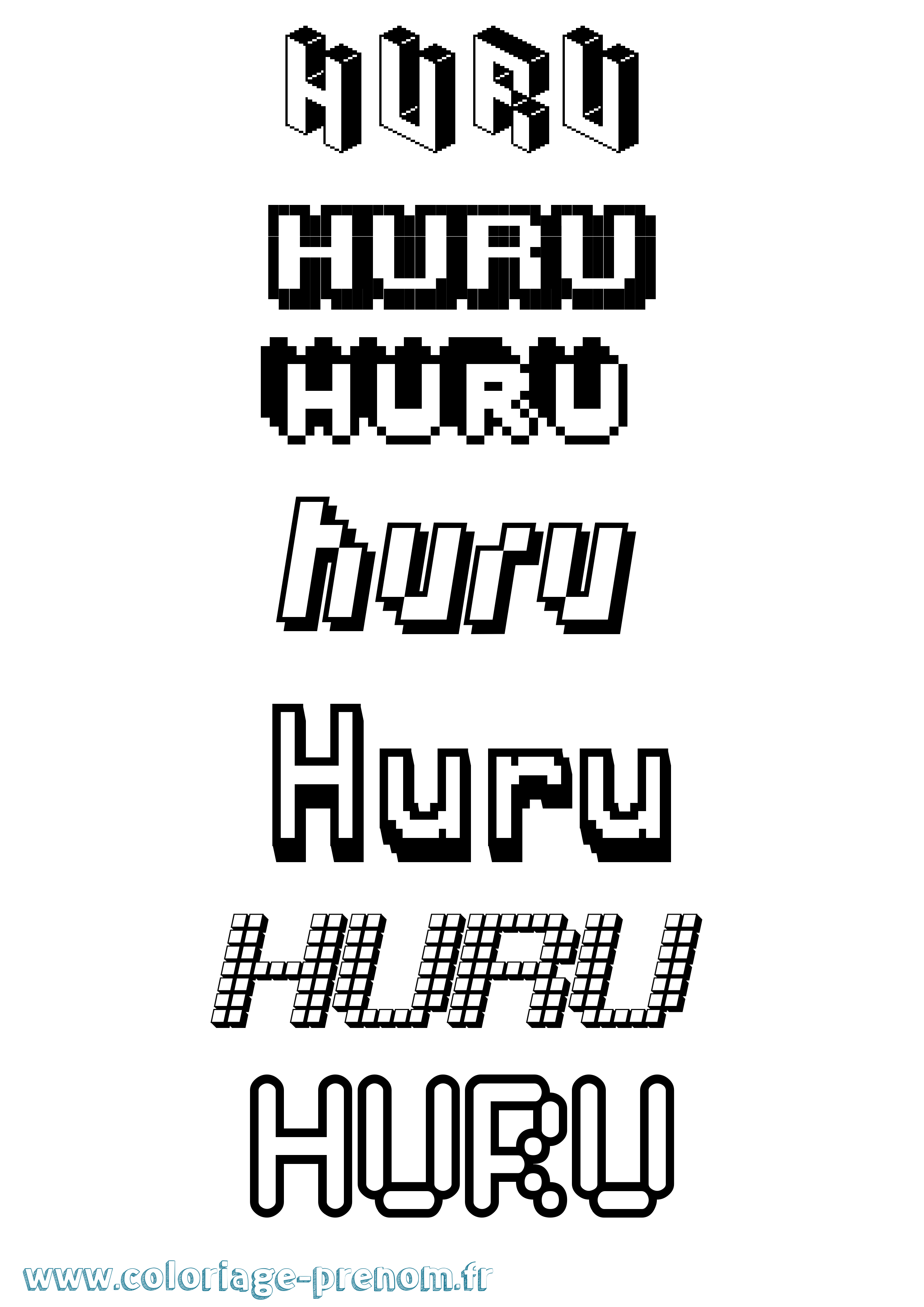 Coloriage Huru Pixel Coloriage prénom Huru Pixel